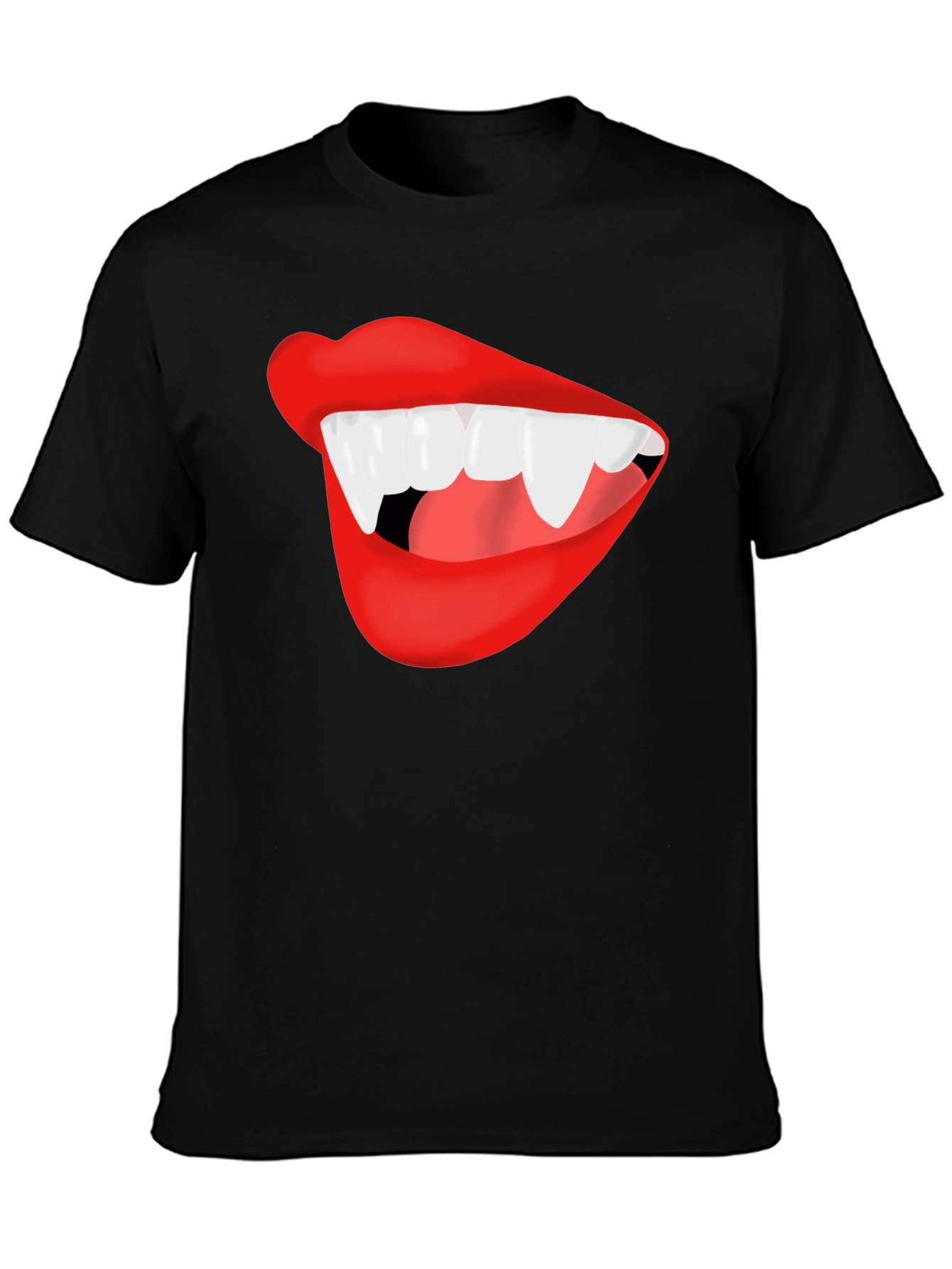 Vampire Lips Black T-Shirt - Halloween Costume Tee