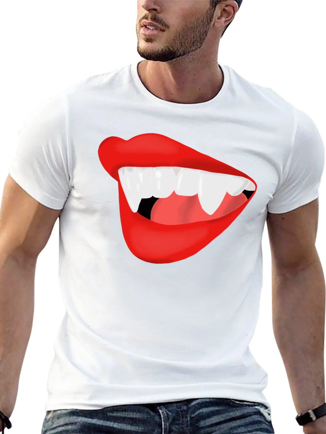 Vampire Lips Black T-Shirt - Halloween Costume Tee