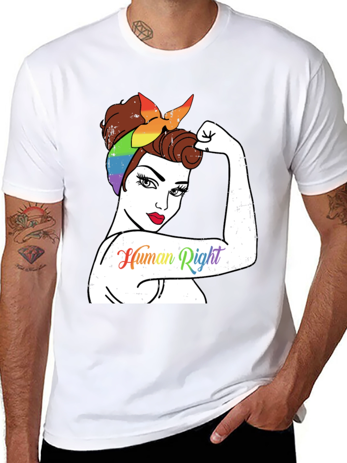 LGBTQ+ Rosie the Riveter Human Rights T-Shirt