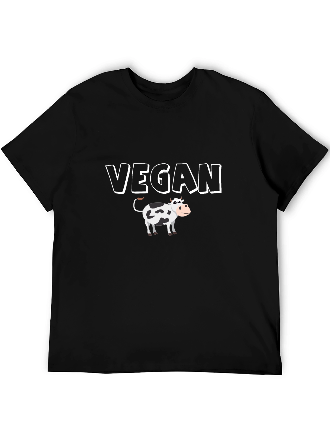 Vegan Cow Graphic Black T-Shirt