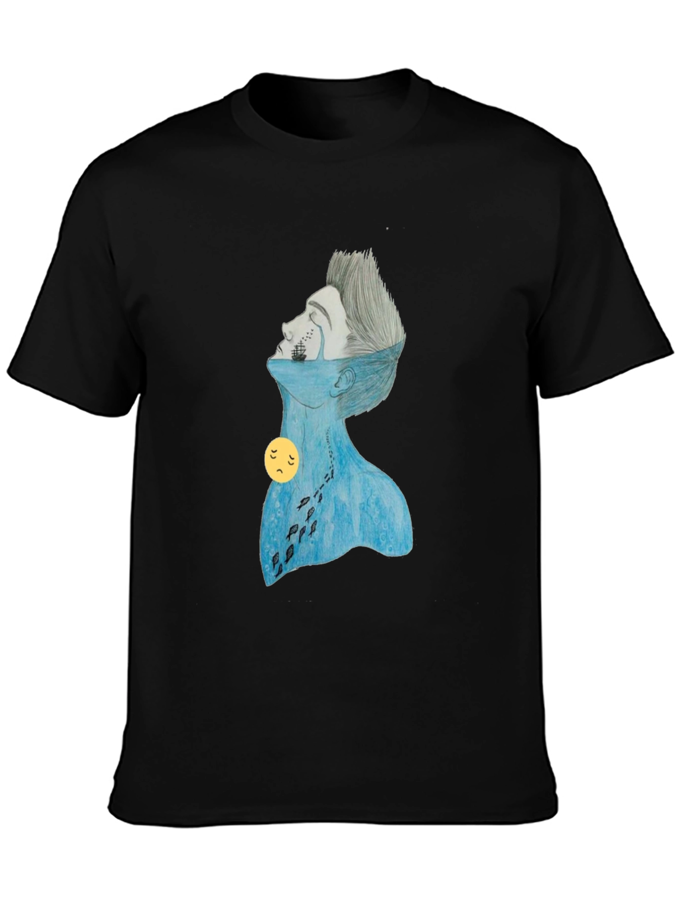 Melancholy Ocean Graphic Tee - Black Unisex