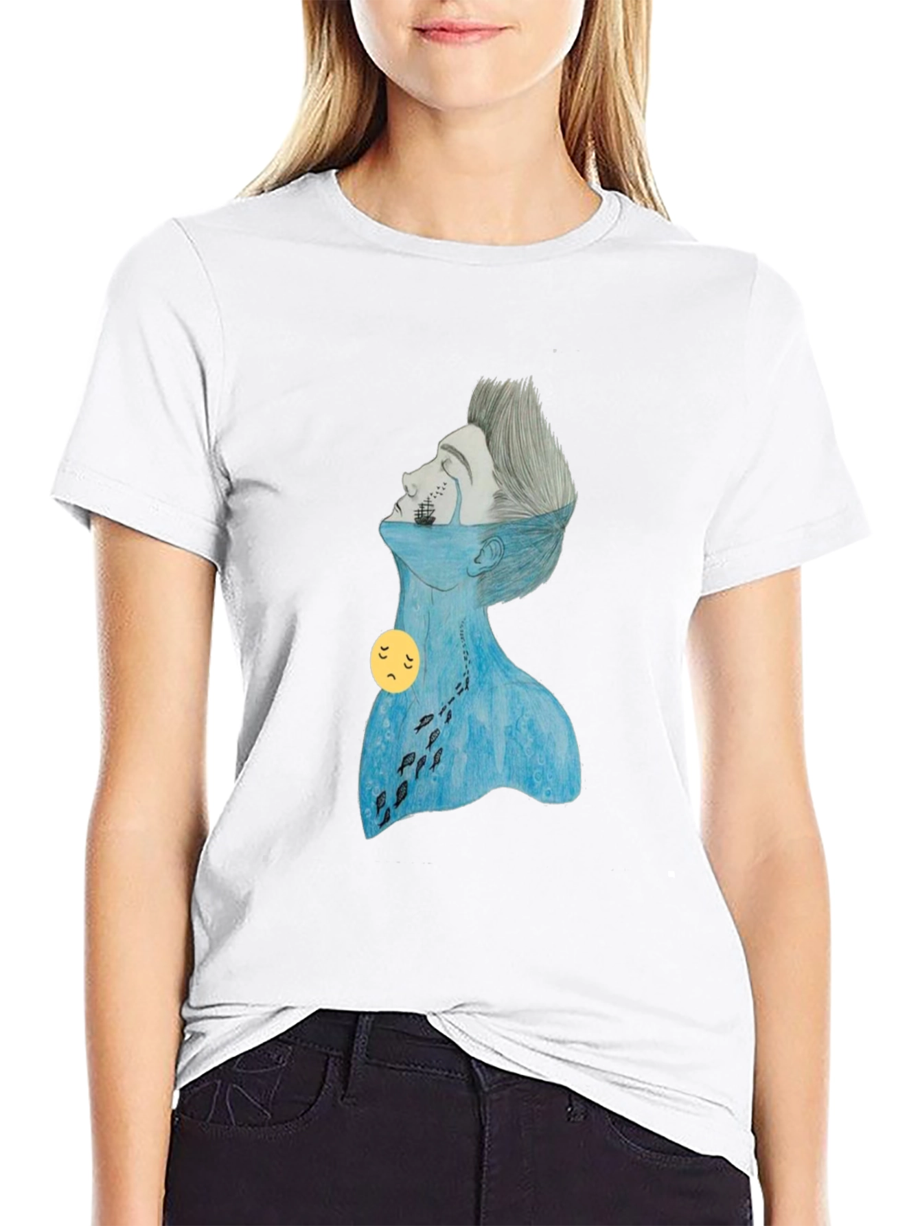 Melancholy Ocean Graphic Tee - Black Unisex