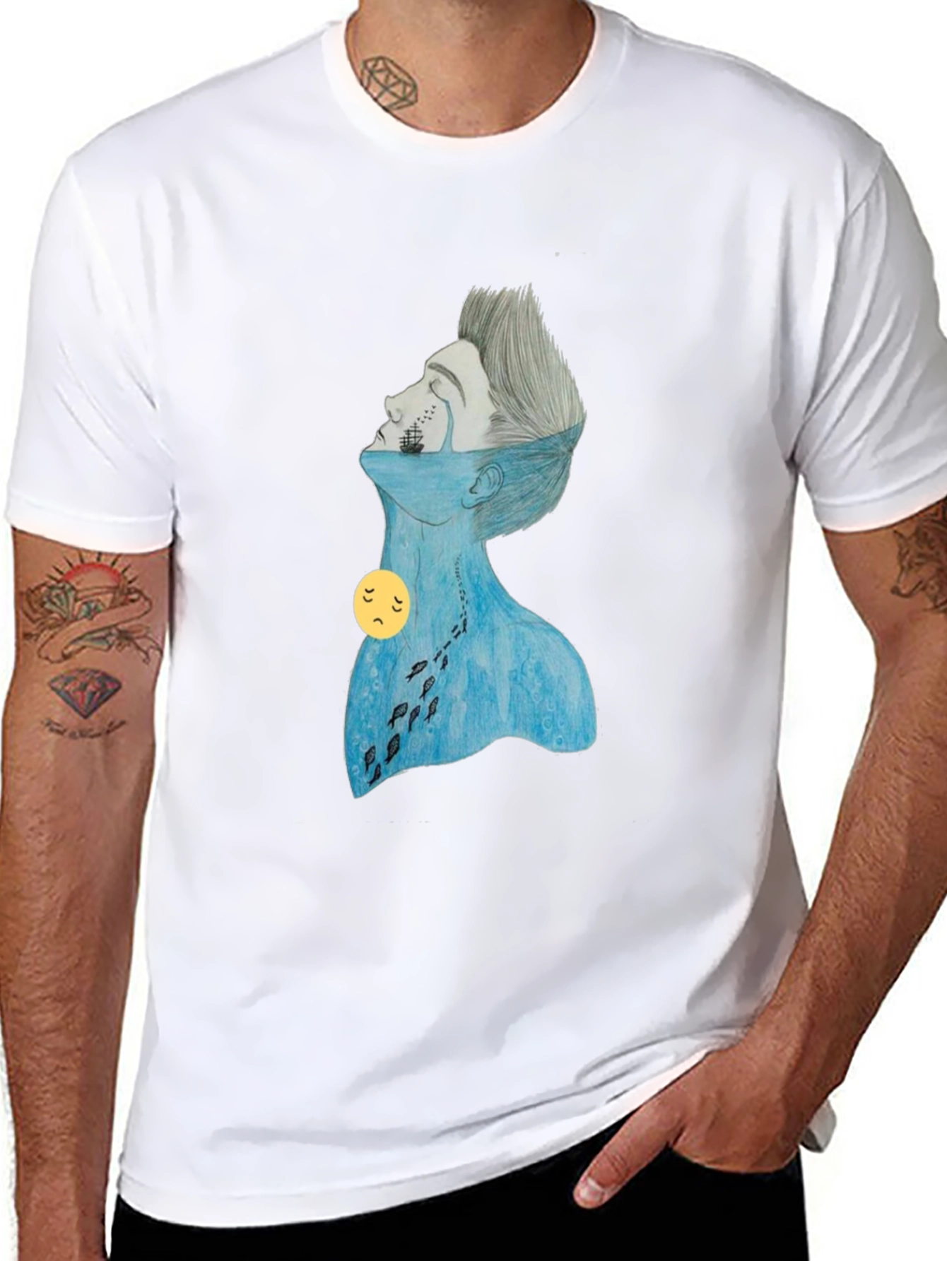 Melancholy Ocean Graphic Tee - Black Unisex