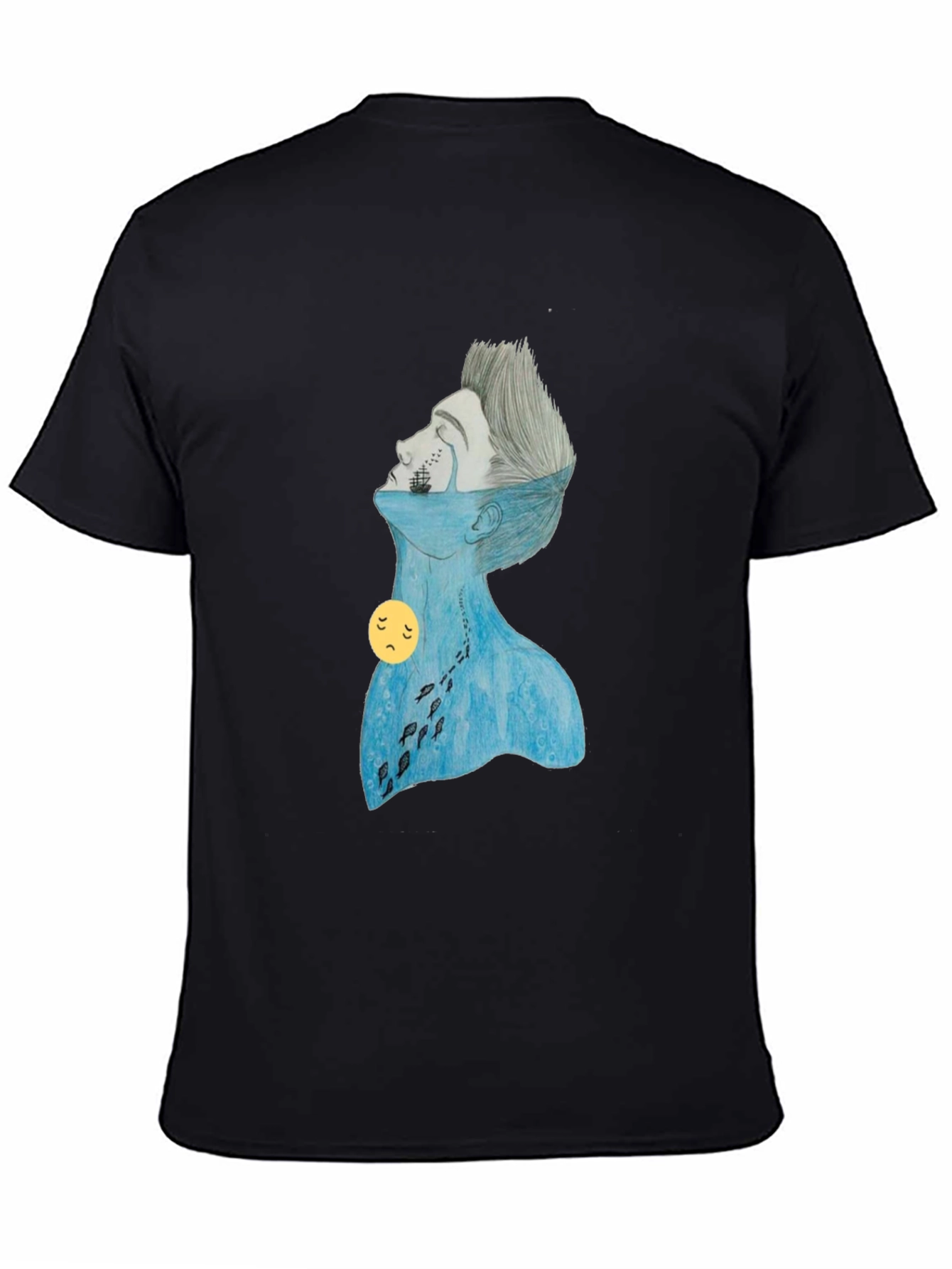 Melancholy Ocean Graphic Tee - Black Unisex