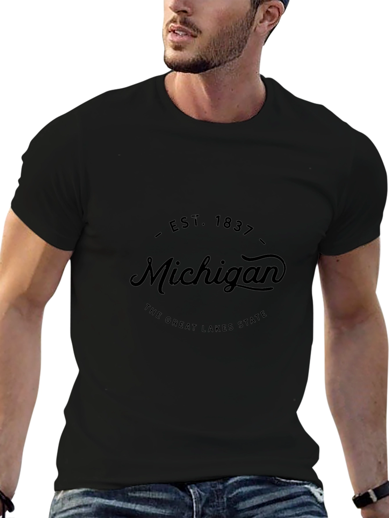 Michigan Est. 1837 Great Lakes State Black T-Shirt
