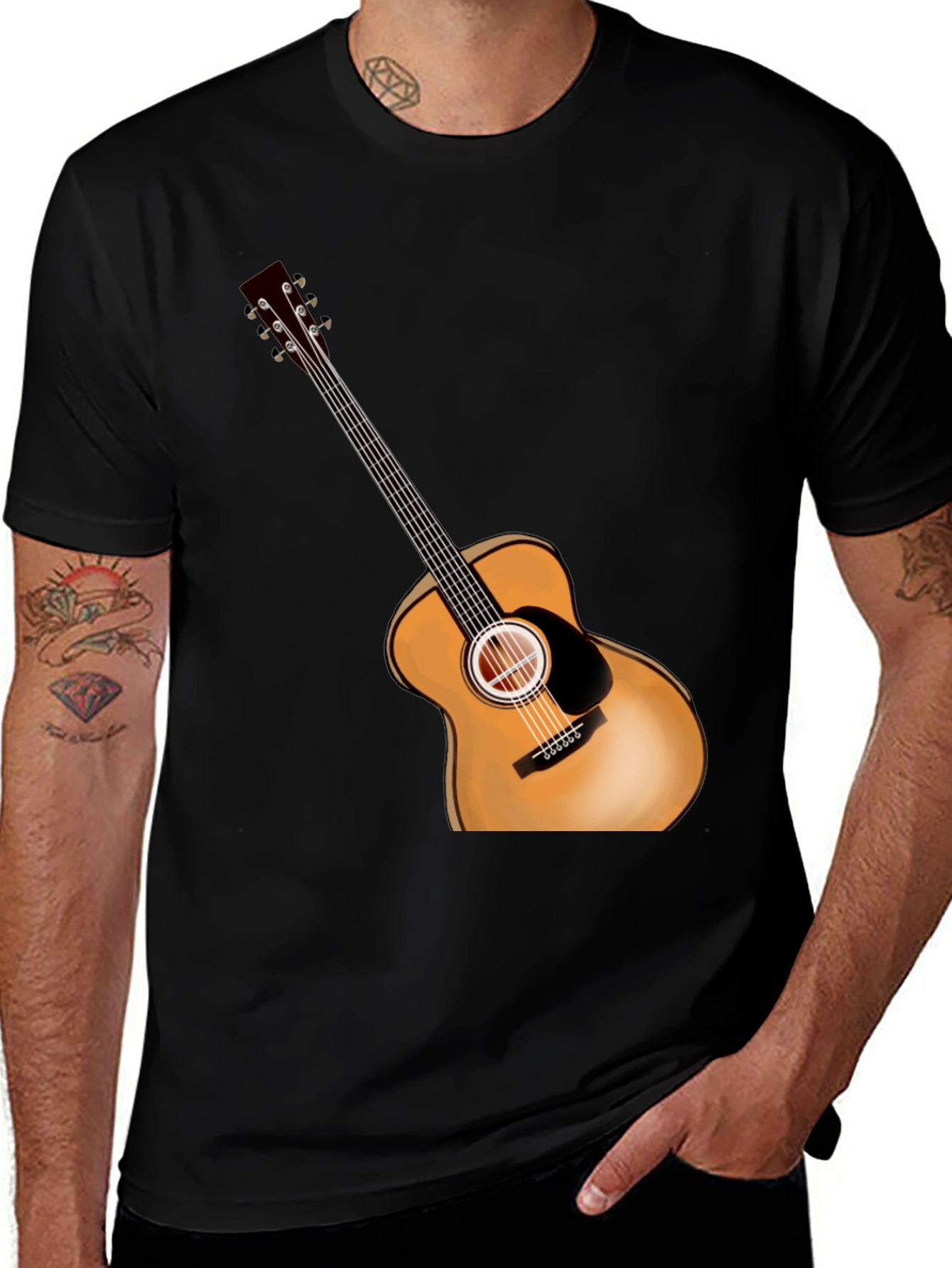Acoustic Guitar Graphic Tee - Music Lover Shirt