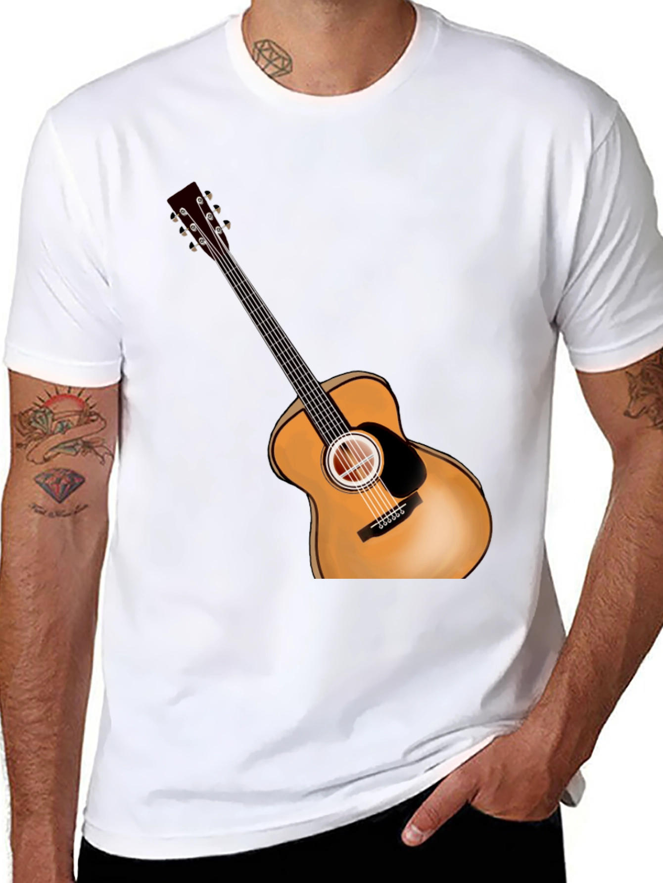Acoustic Guitar Graphic Tee - Music Lover Shirt