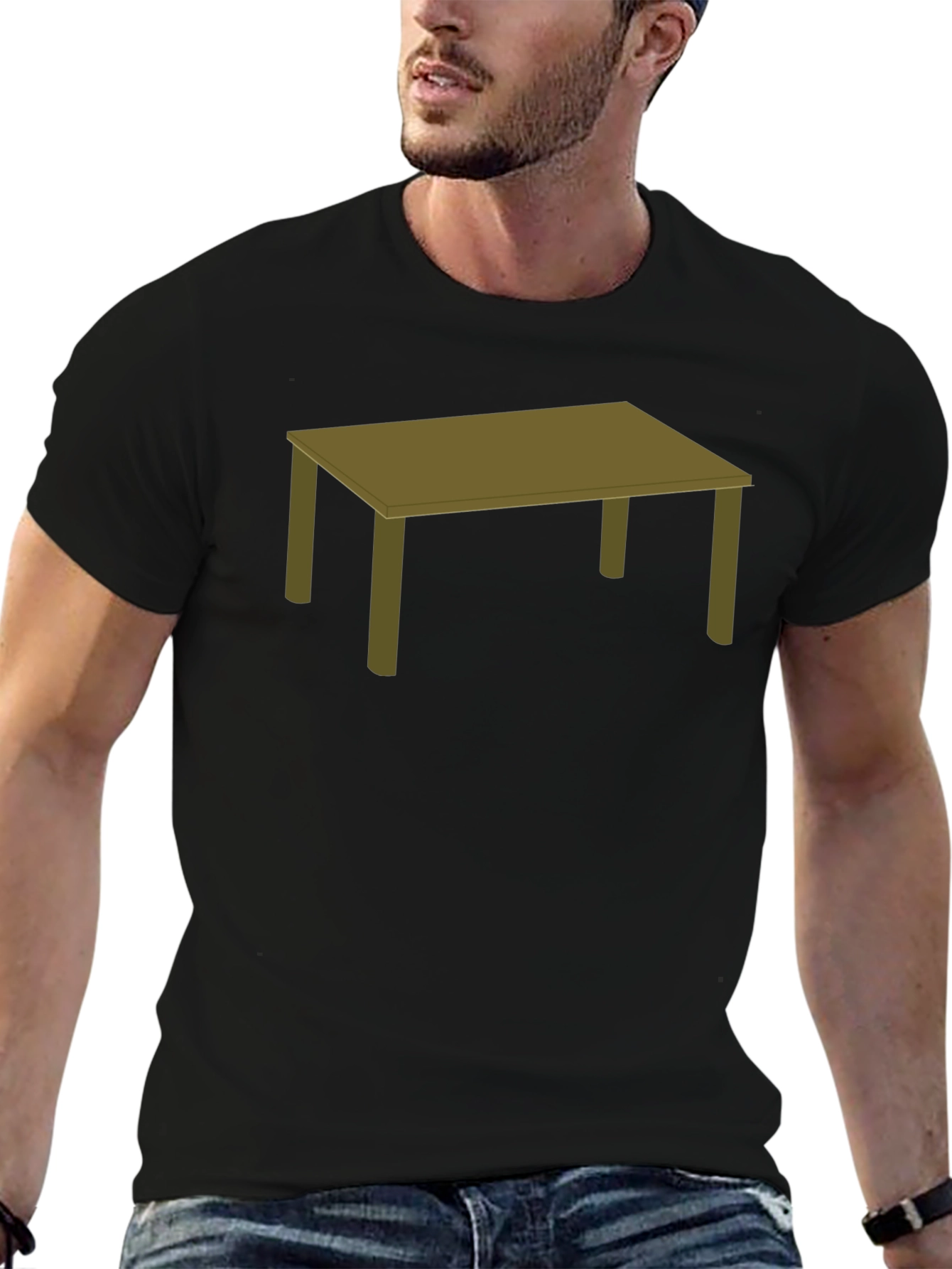 Mens Black T-Shirt with Table Graphic Tee