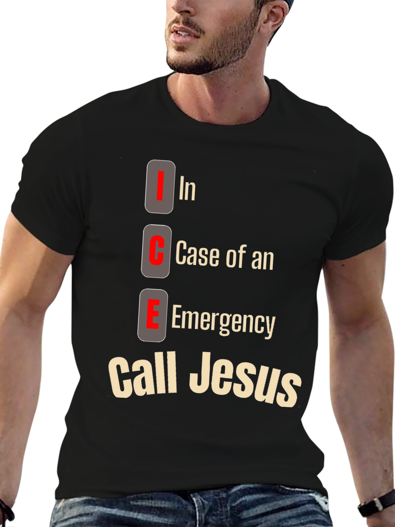 ICE Call Jesus T-Shirt: Emergency Contact Tee