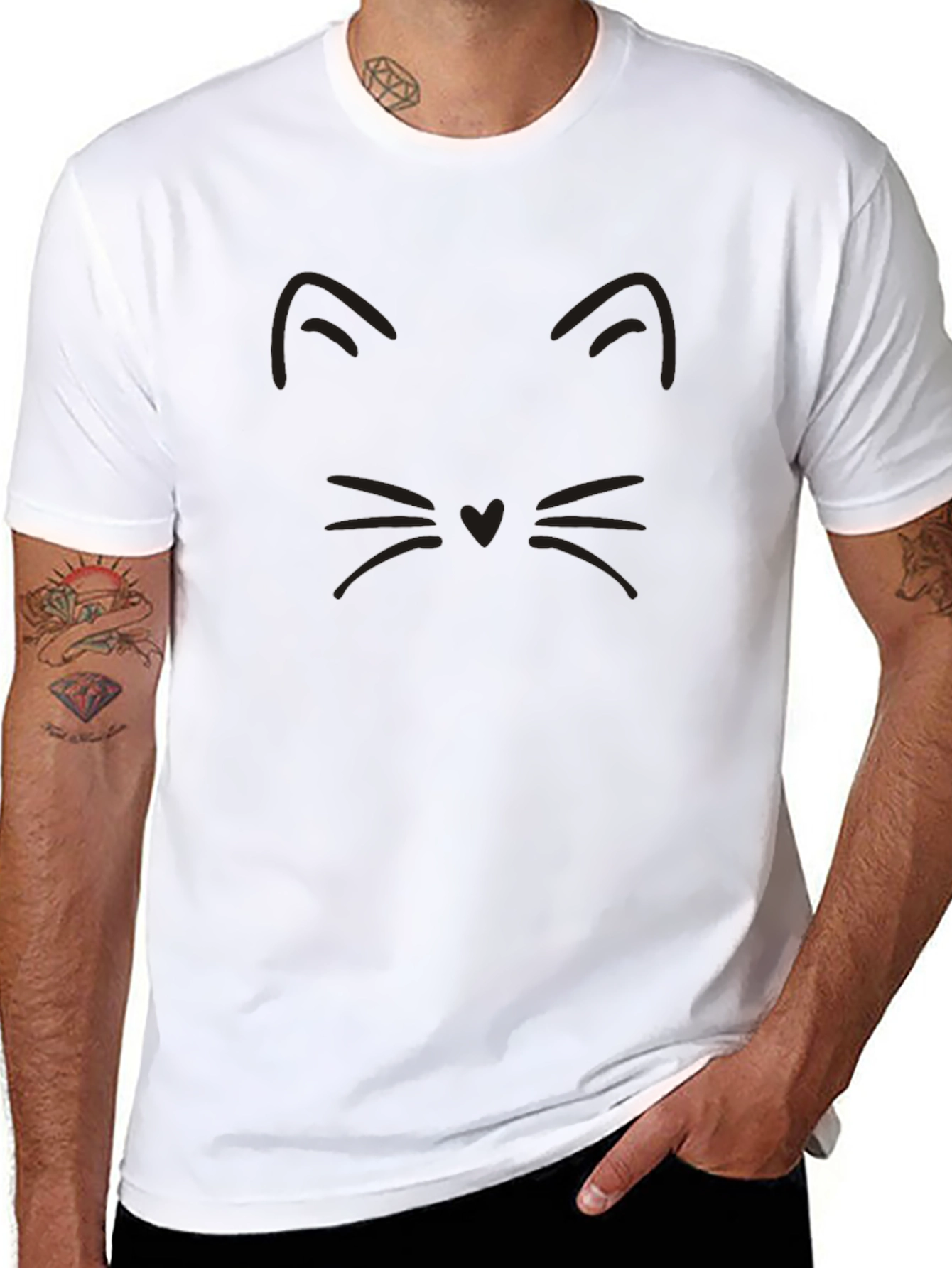 Black Cat Outline Graphic T-Shirt - Unisex