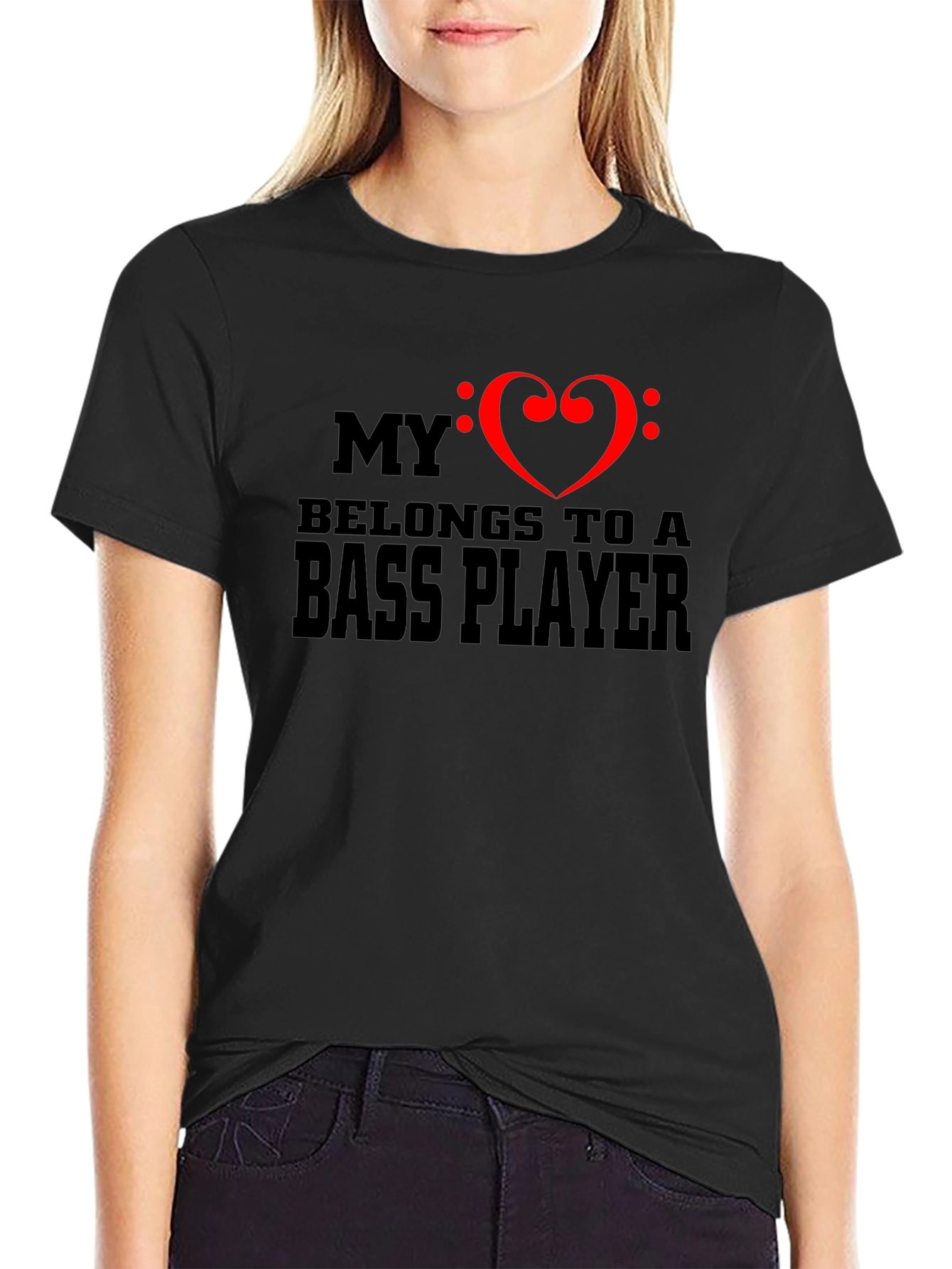 Bass Player Heart Graphic T-Shirt