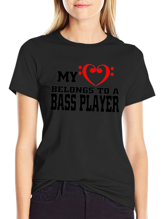 Bass Player Heart Graphic T-Shirt