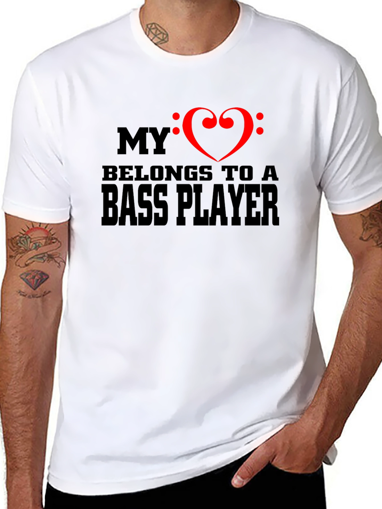 Bass Player Heart Graphic T-Shirt