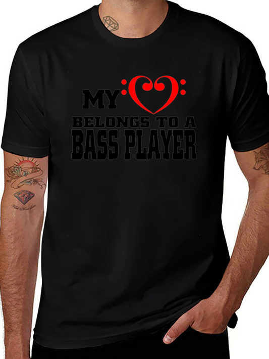 Bass Player Heart Graphic T-Shirt