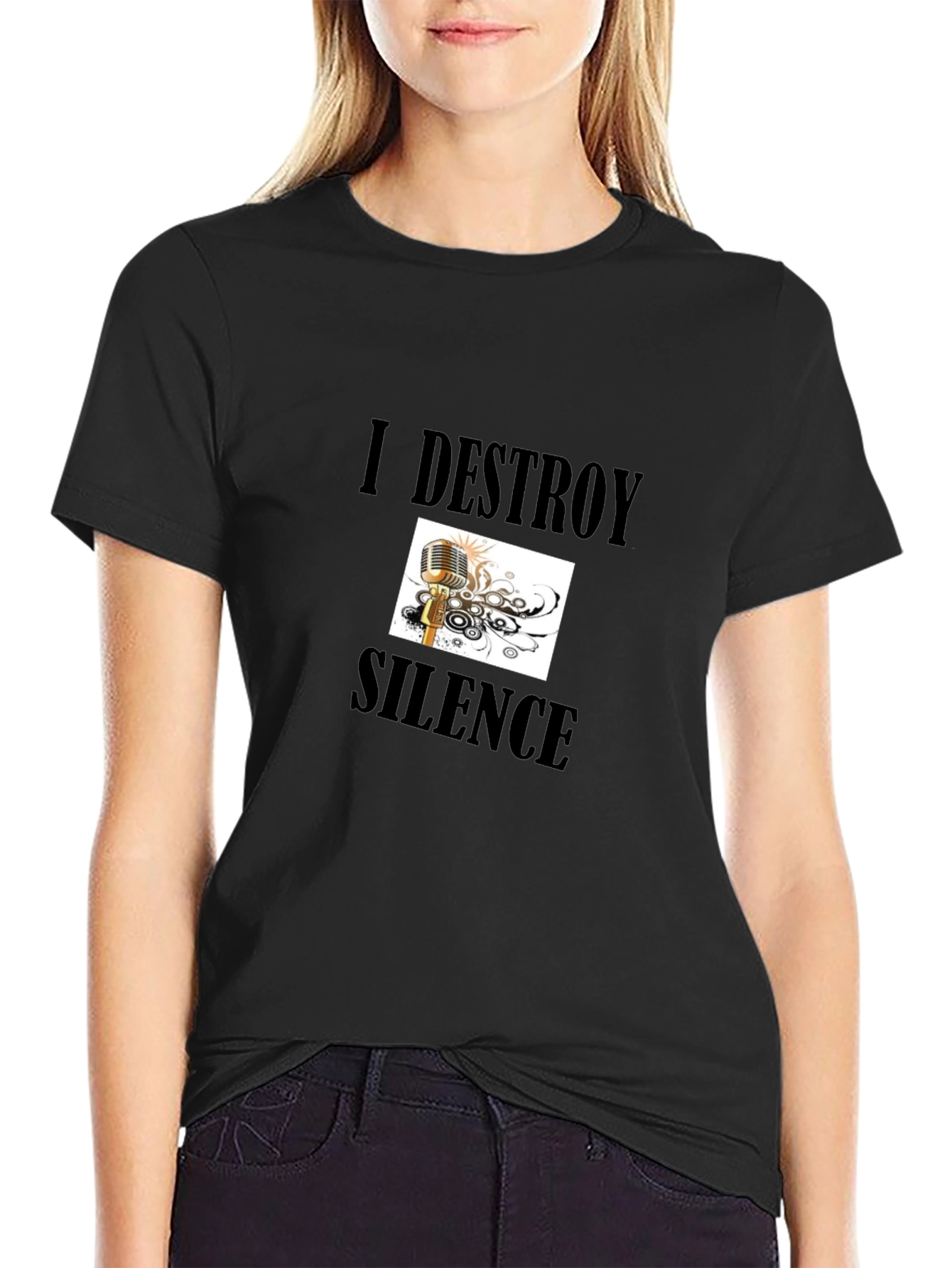 I Destroy Silence Black Graphic Tee