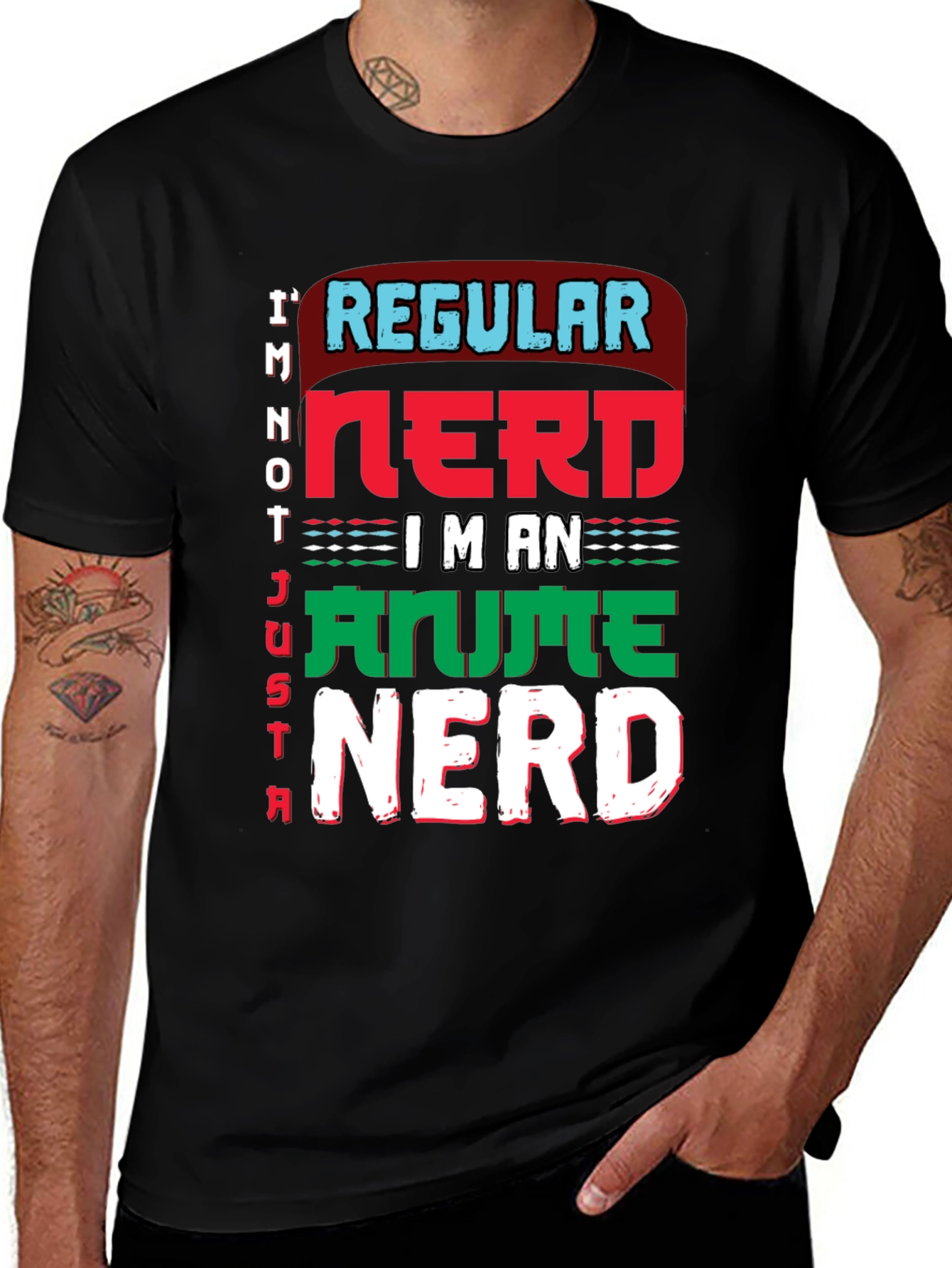 Anime Nerd Graphic T-Shirt - Black