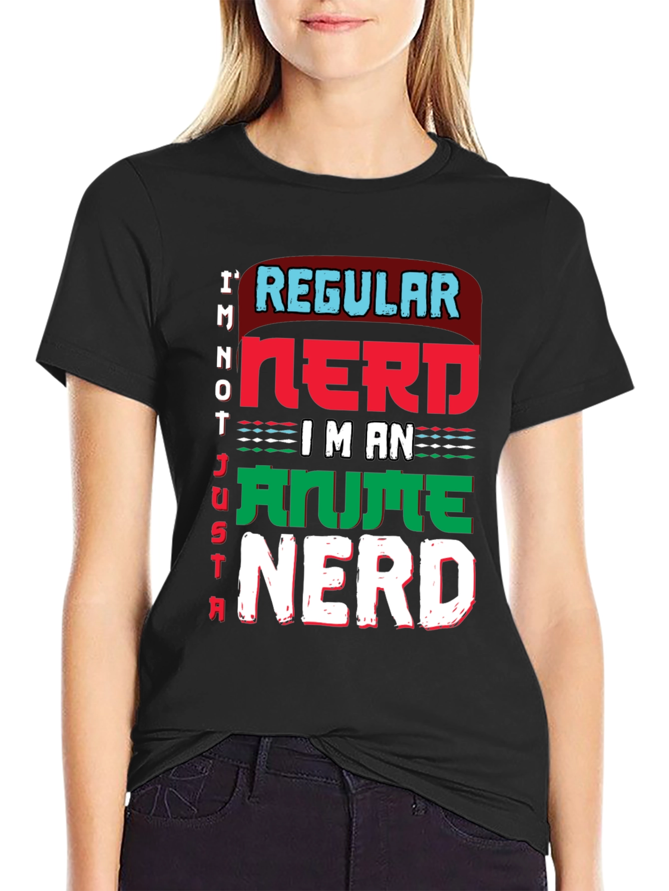 Anime Nerd Graphic T-Shirt - Black