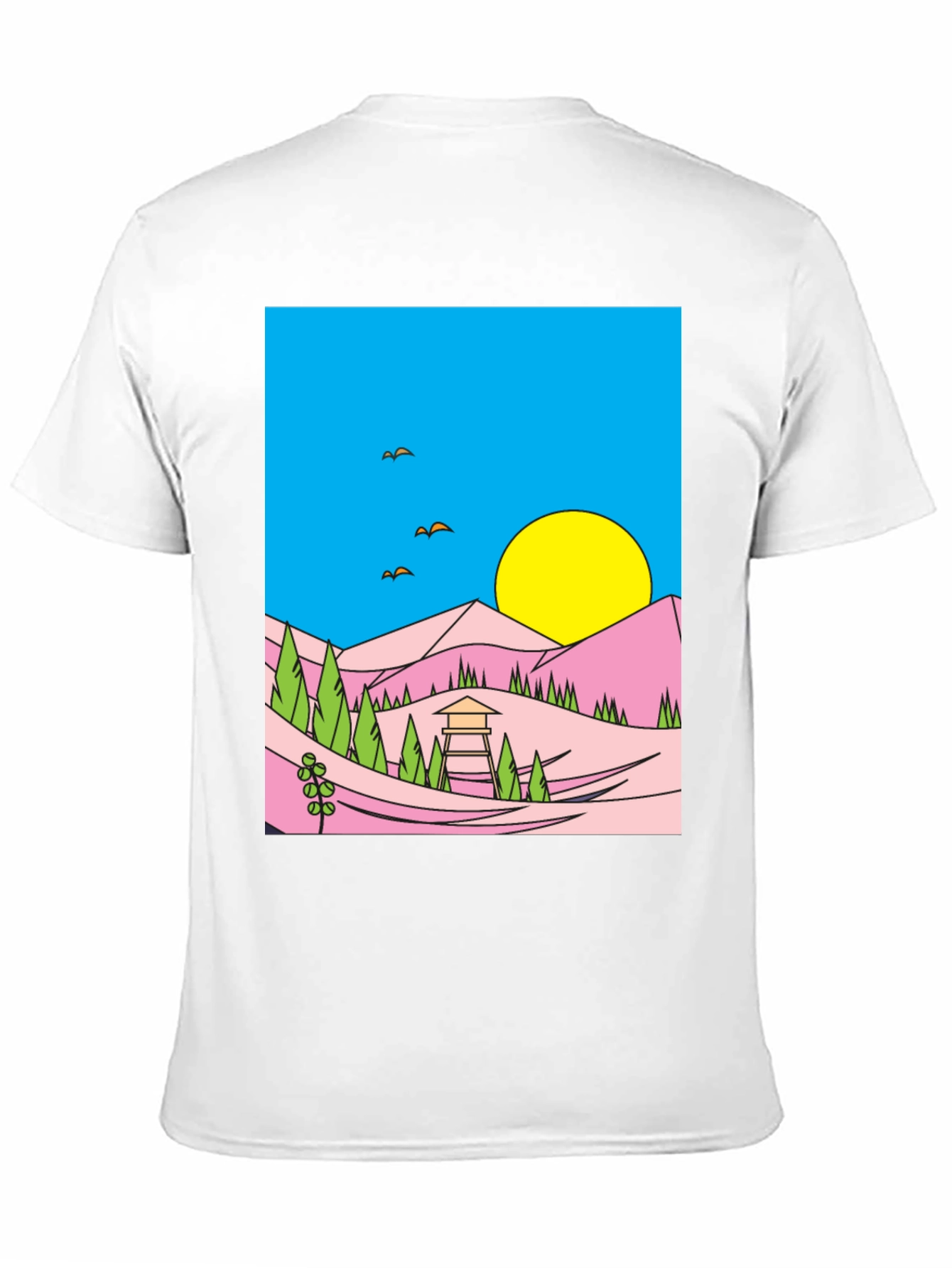Sunset Vista Graphic Tee - Black Cotton Blend