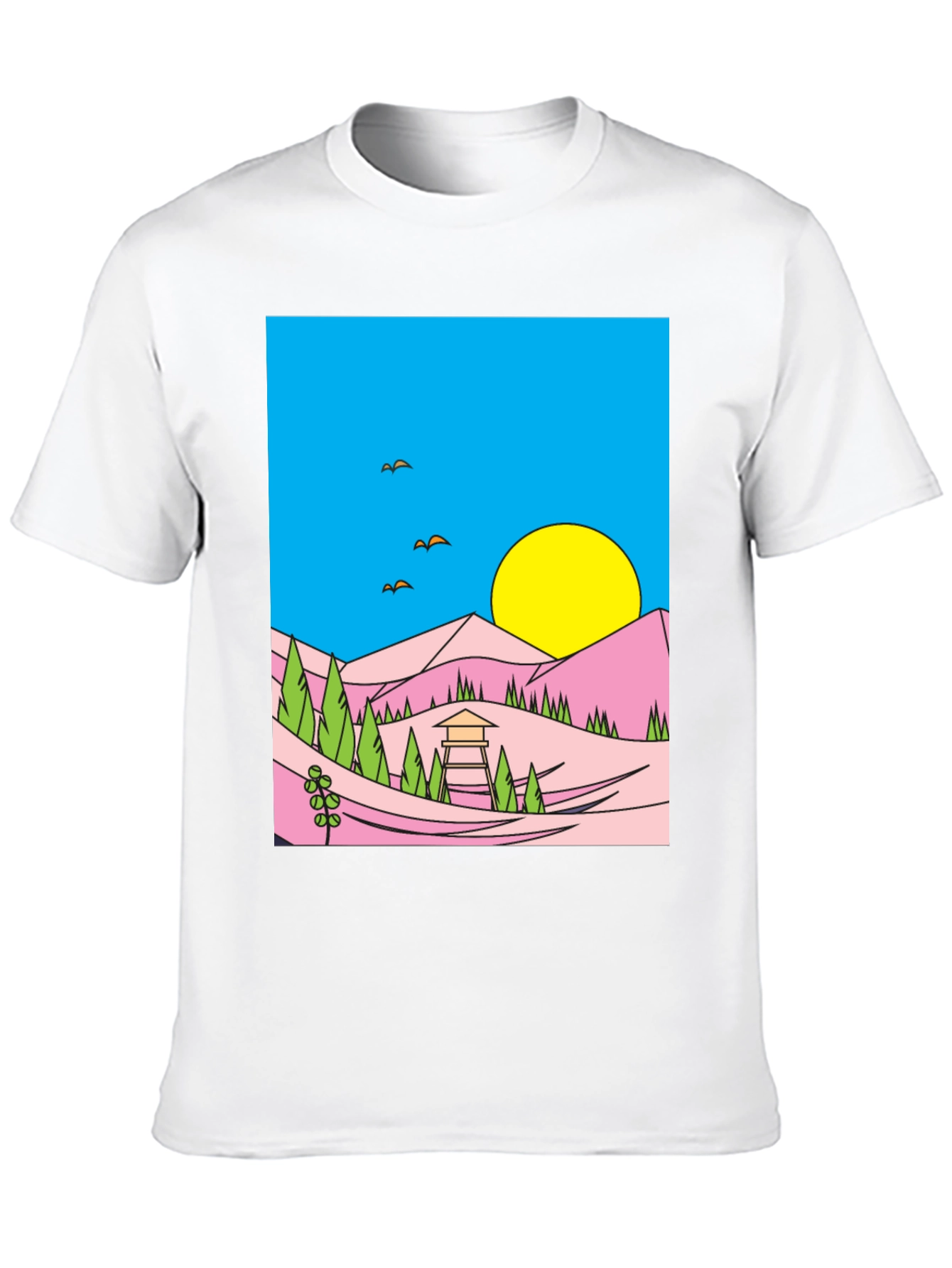 Sunset Vista Graphic Tee - Black Cotton Blend