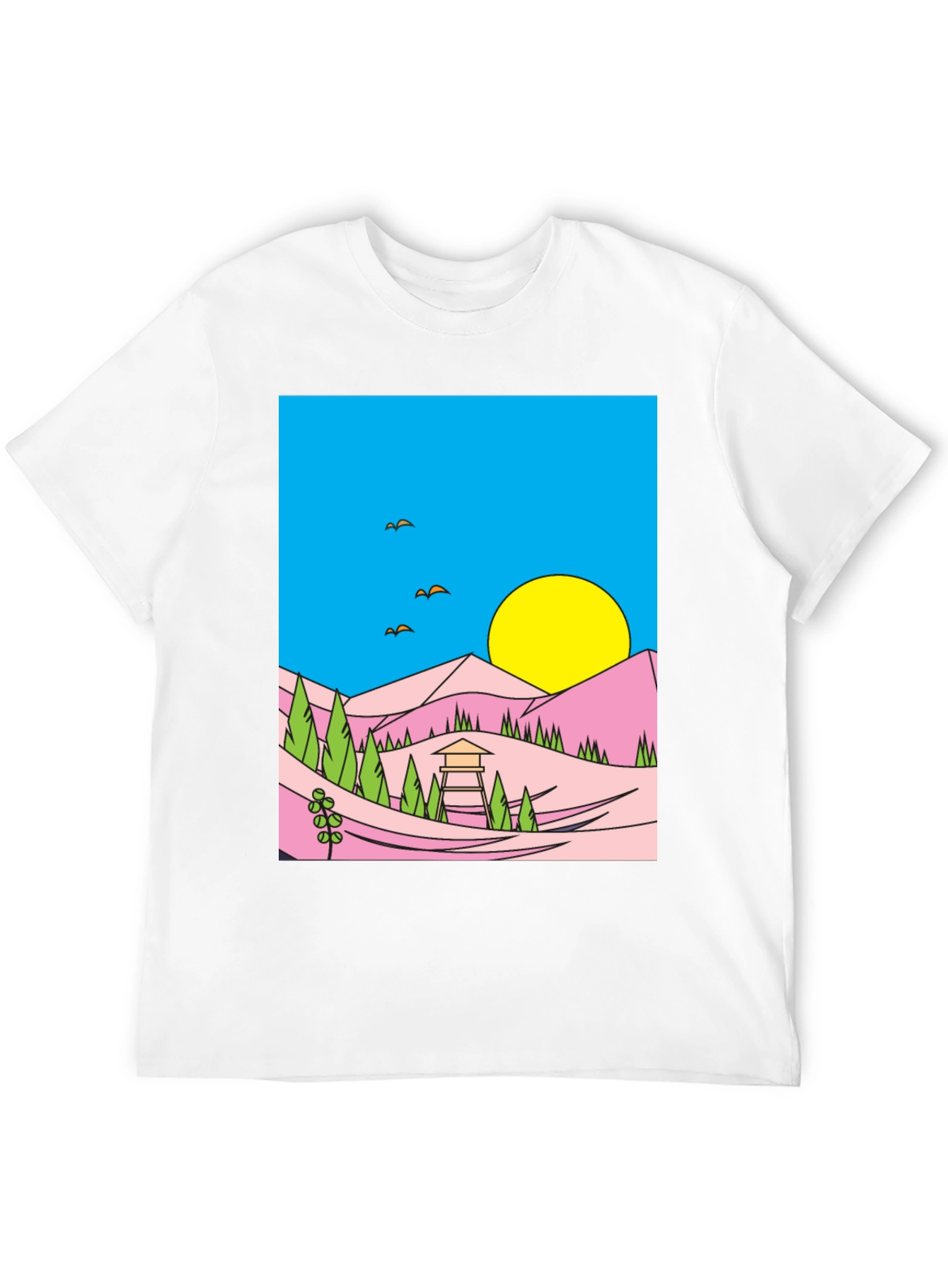 Sunset Vista Graphic Tee - Black Cotton Blend
