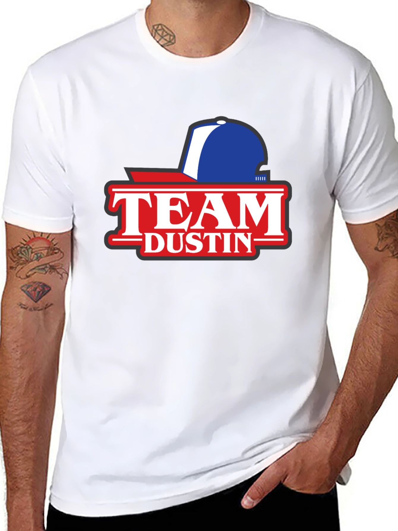 Team Dustin Baseball Cap Graphic T-Shirt