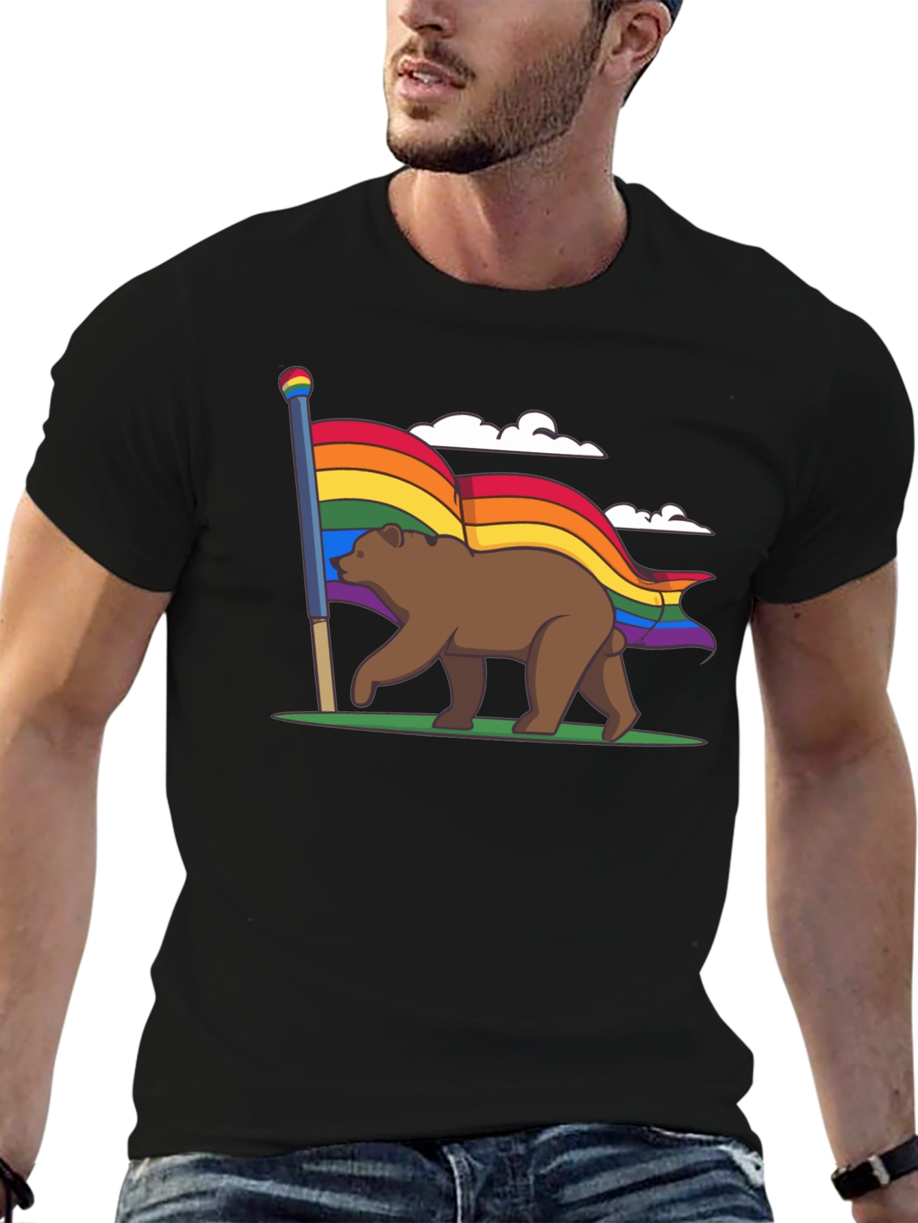 Pride Bear Graphic Tee - LGBTQ+ Support