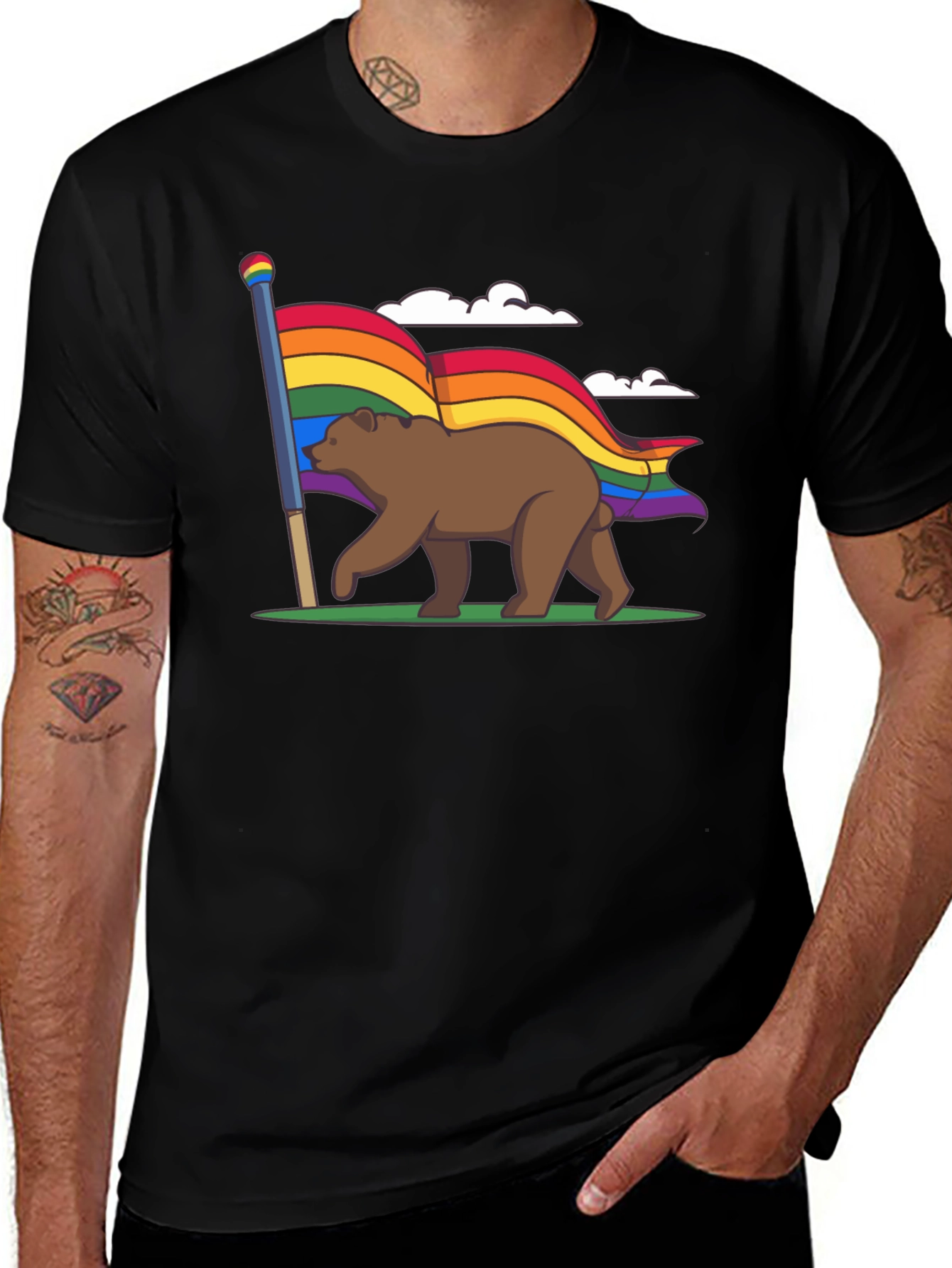 Pride Bear Graphic Tee - LGBTQ+ Support