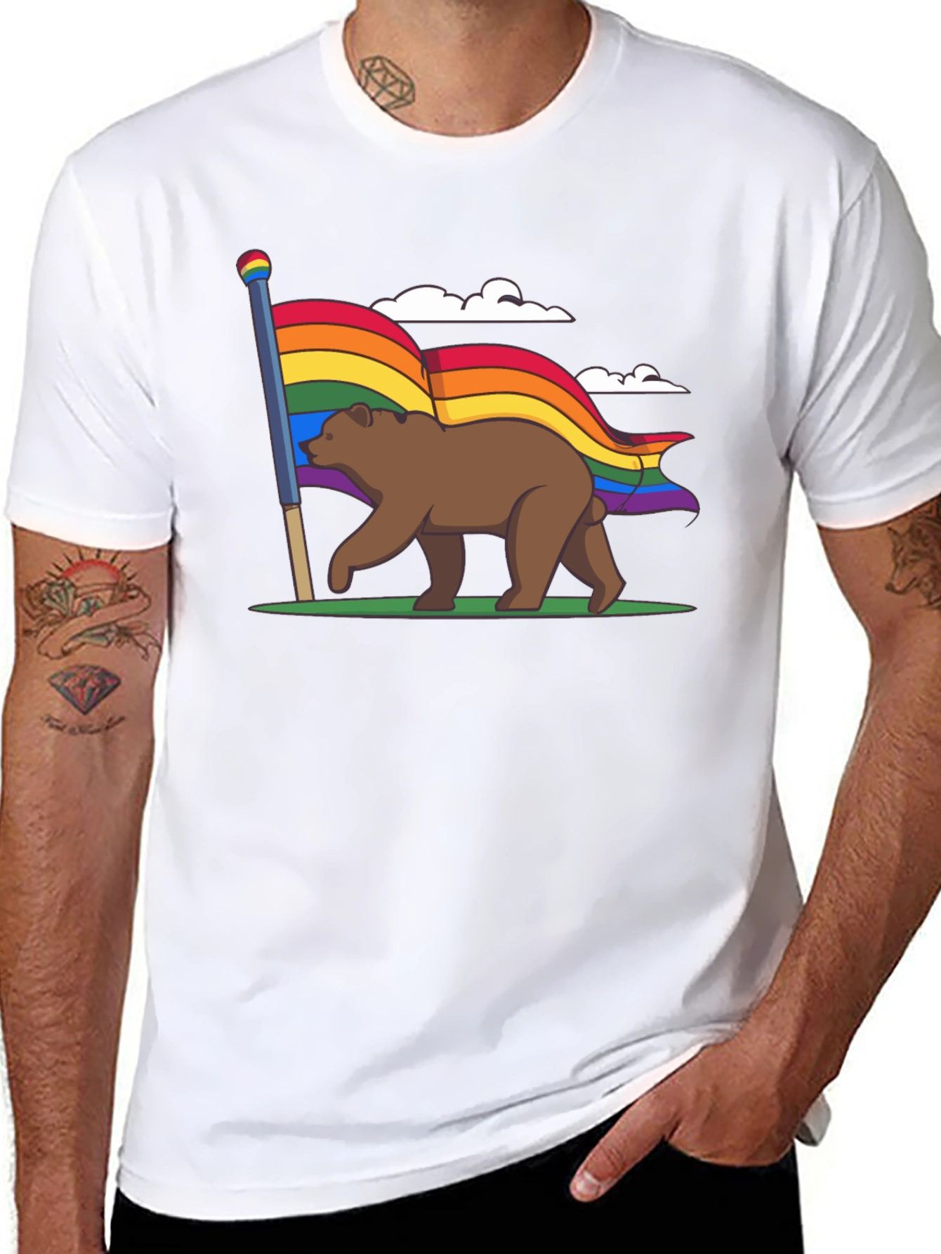 Pride Bear Graphic Tee - LGBTQ+ Support