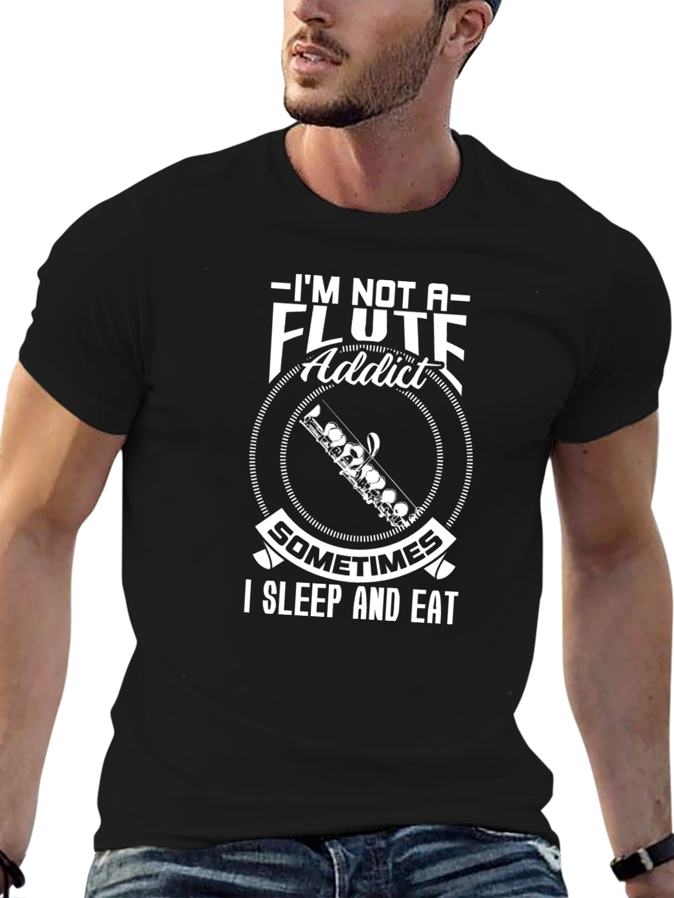 Flute Addict Graphic Tee - Musicians Humor T-Shirt