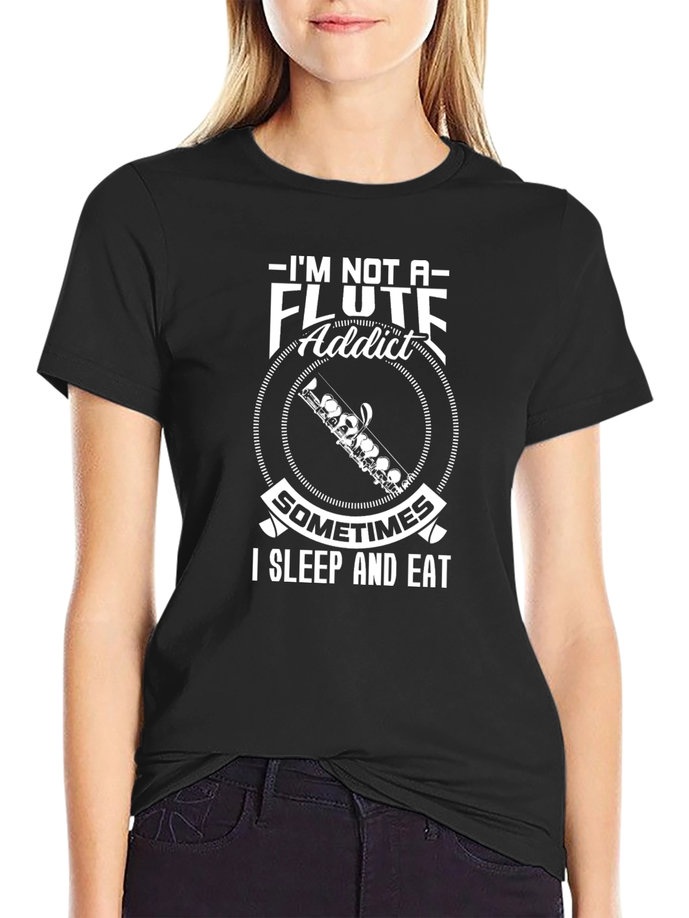 Flute Addict Graphic Tee - Musicians Humor T-Shirt