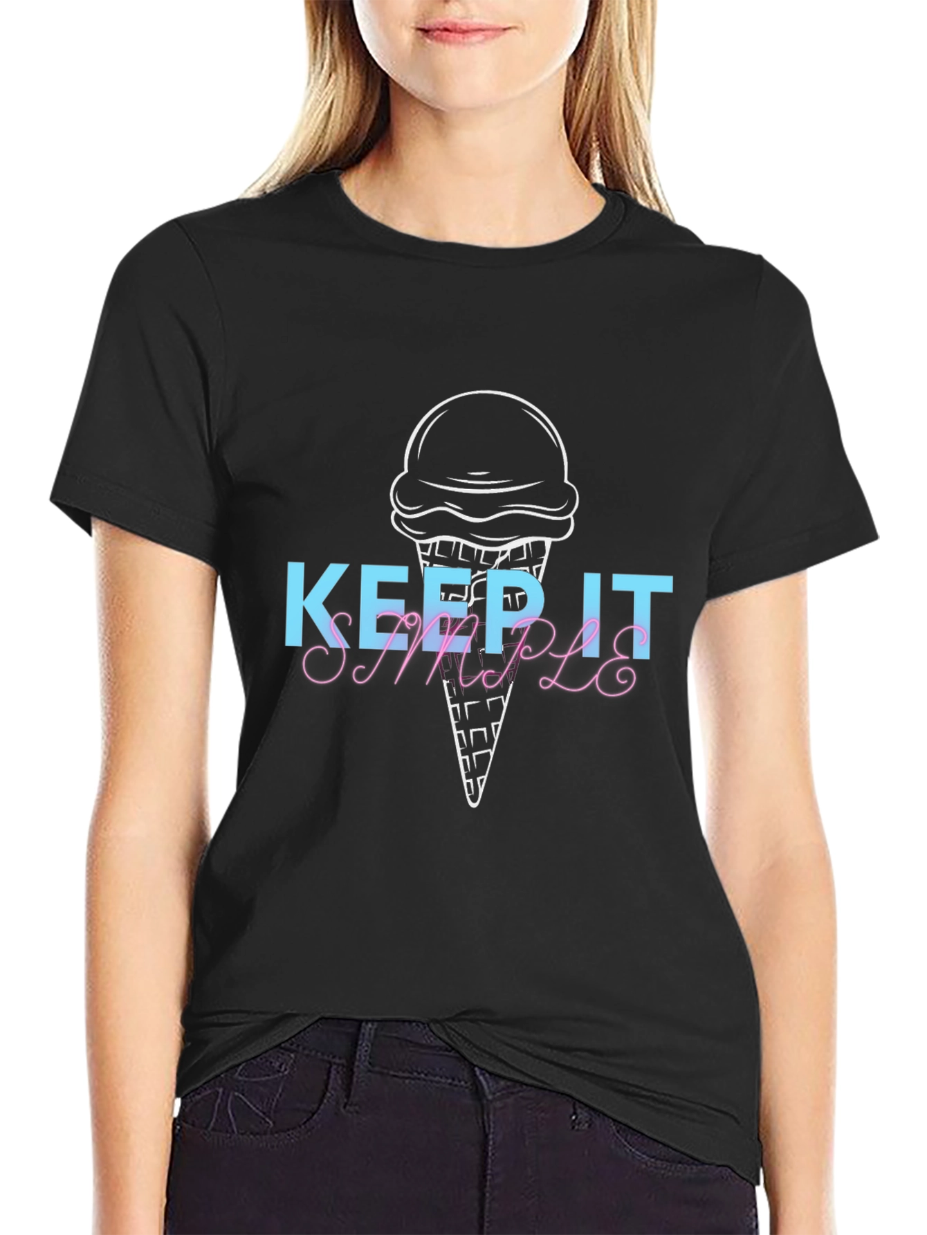 Keep It Simple Ice Cream Graphic Tee - Black