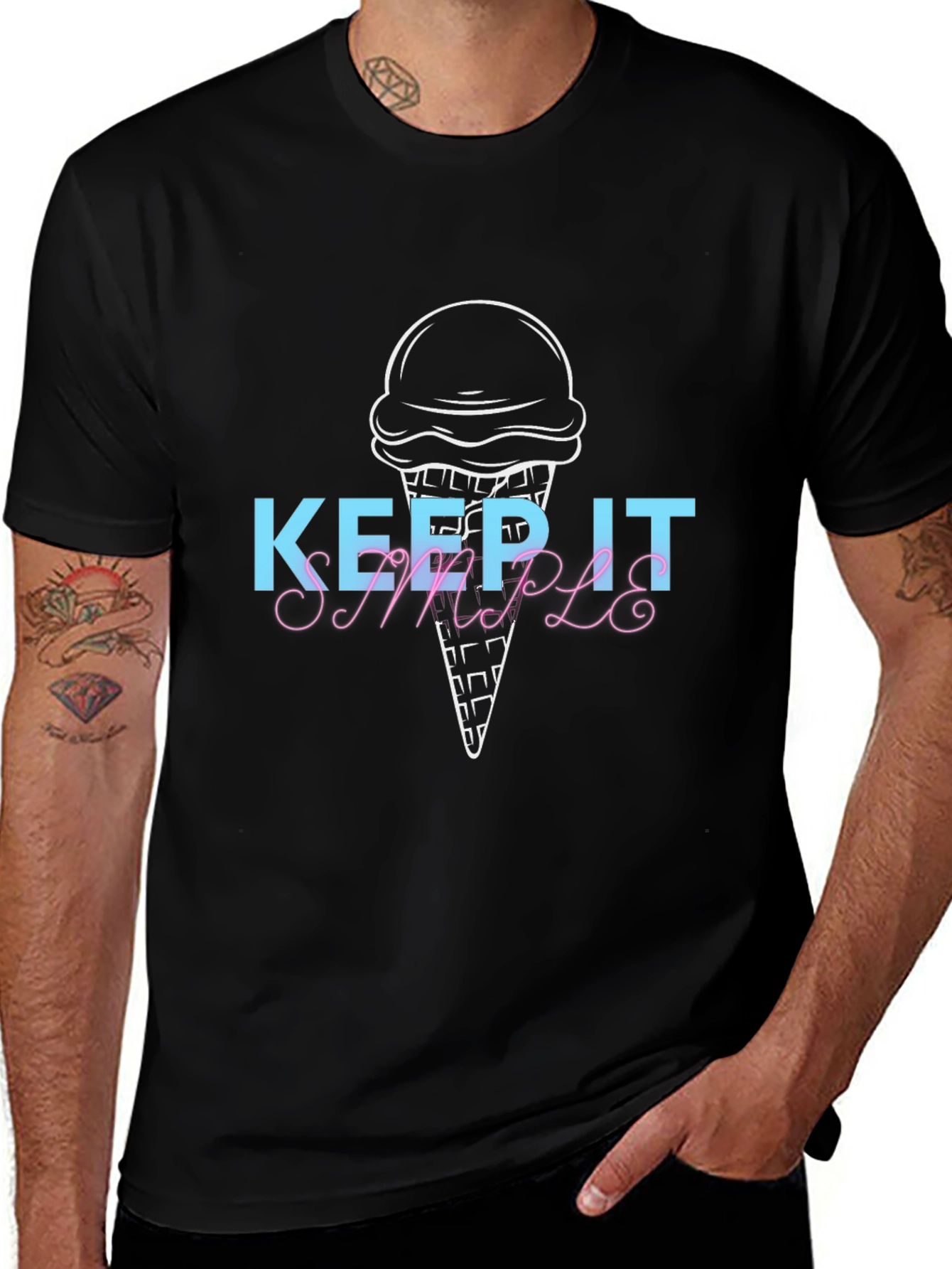 Keep It Simple Ice Cream Graphic Tee - Black