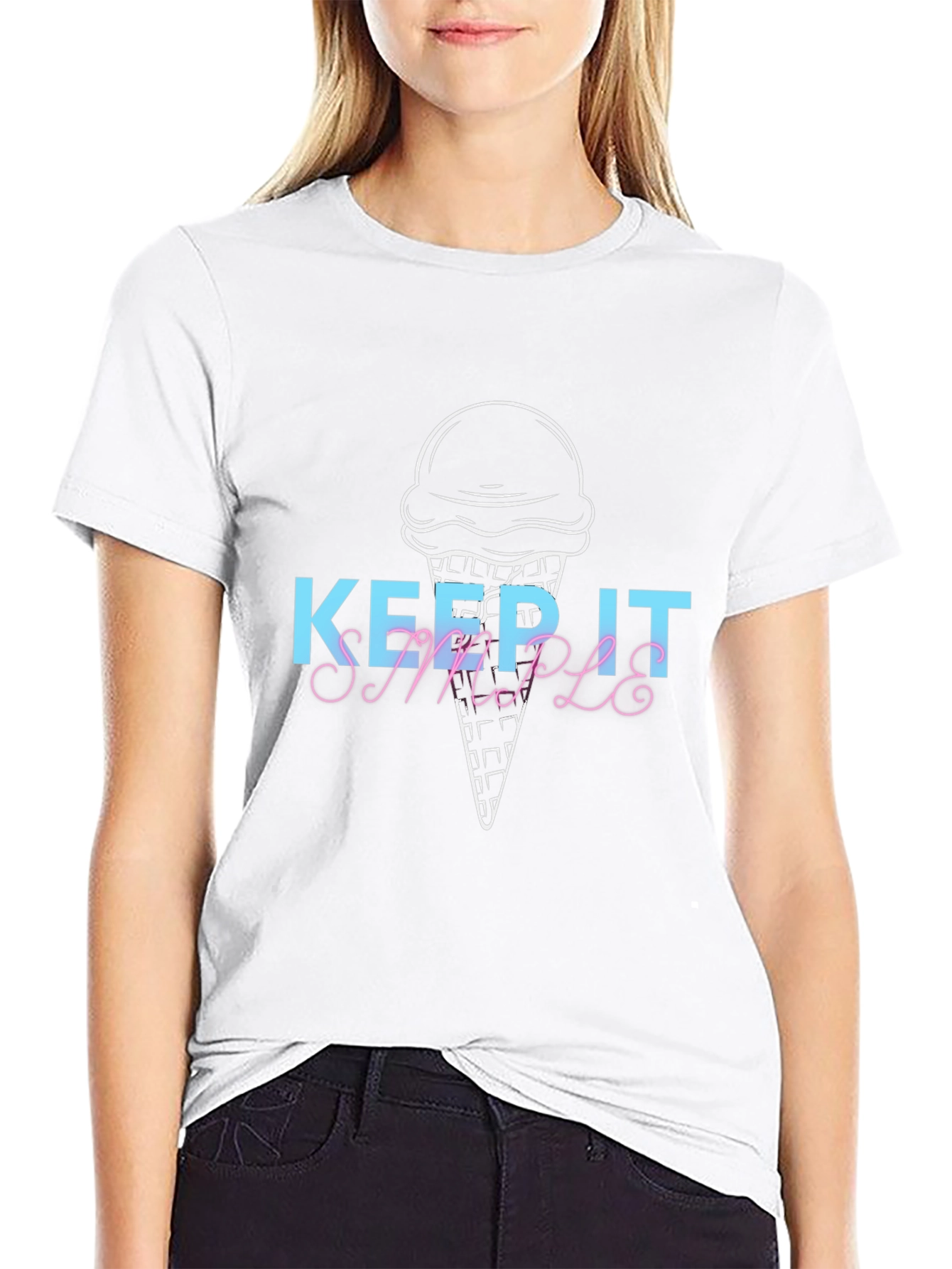 Keep It Simple Ice Cream Graphic Tee - Black