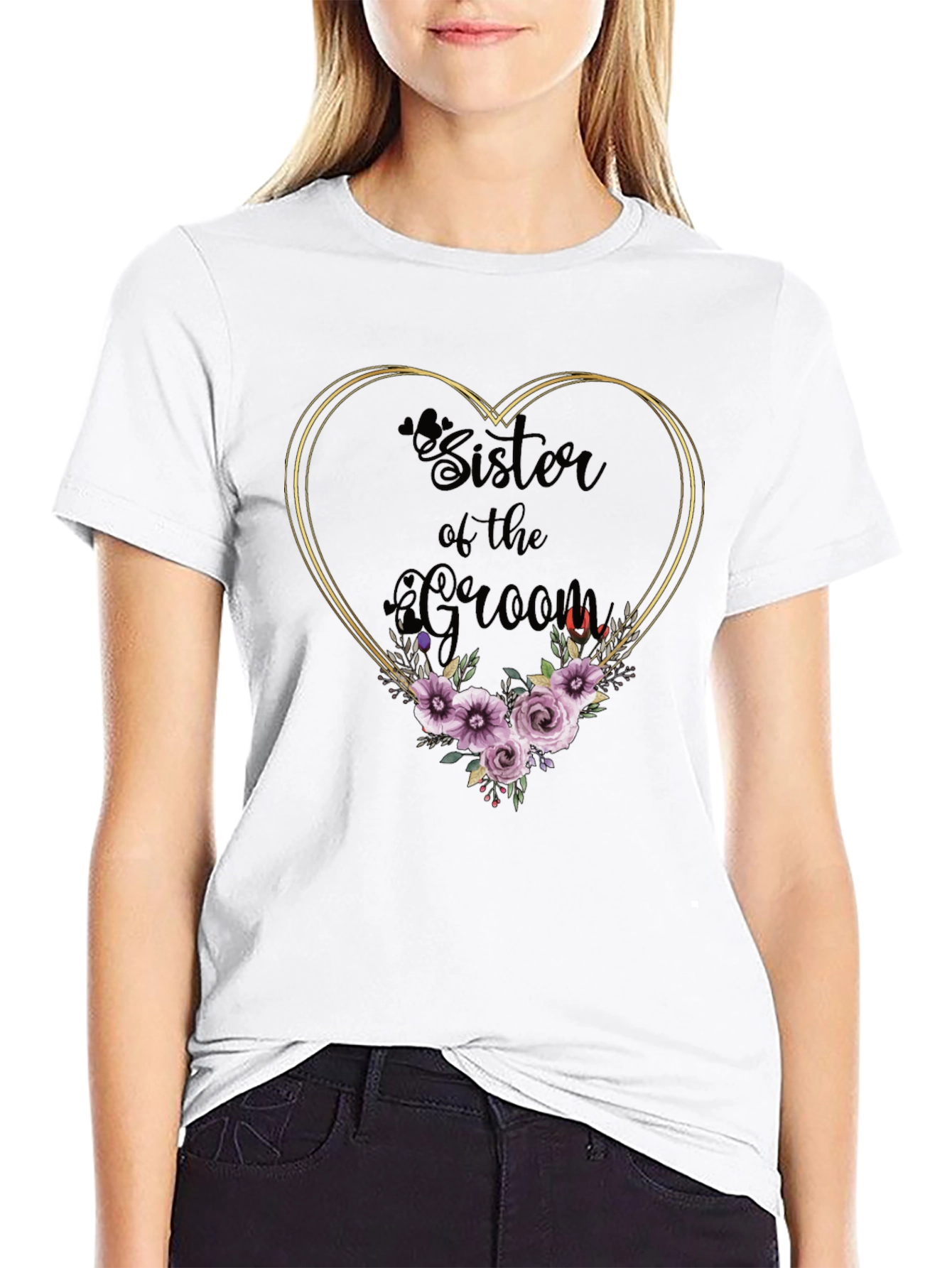 Sister of the Groom Floral Heart T-Shirt