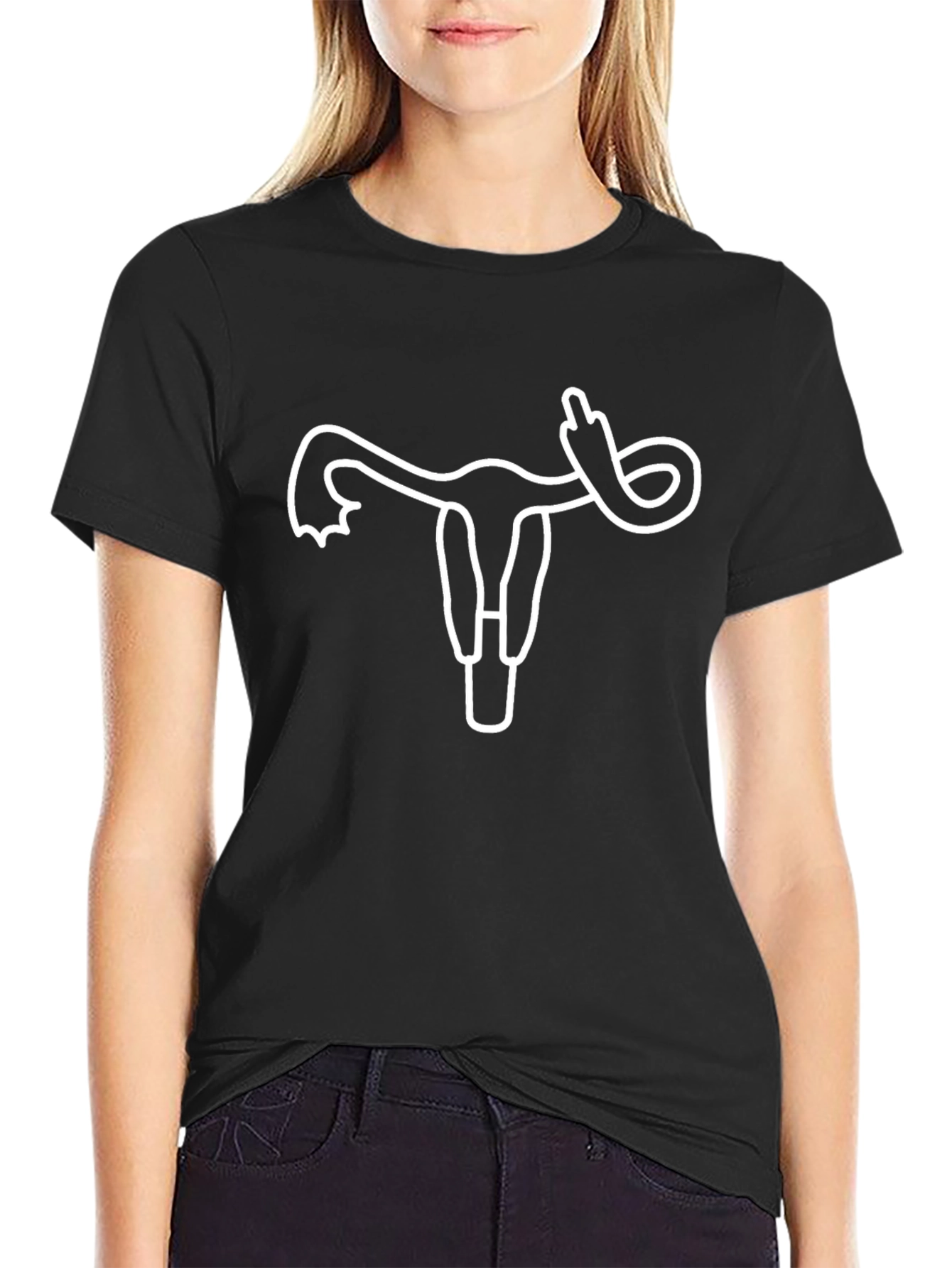 Uterus Middle Finger Graphic T-Shirt