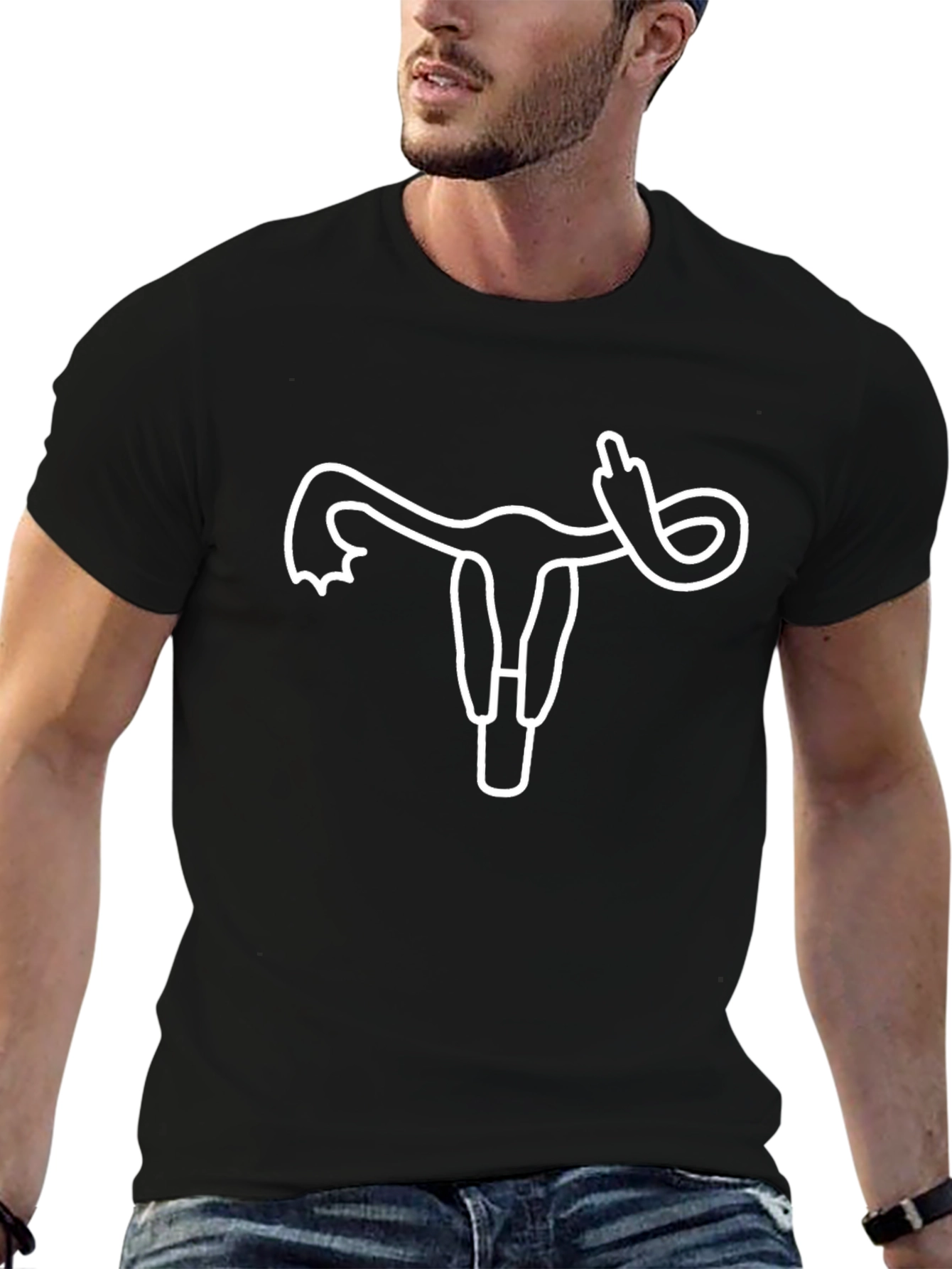 Uterus Middle Finger Graphic T-Shirt