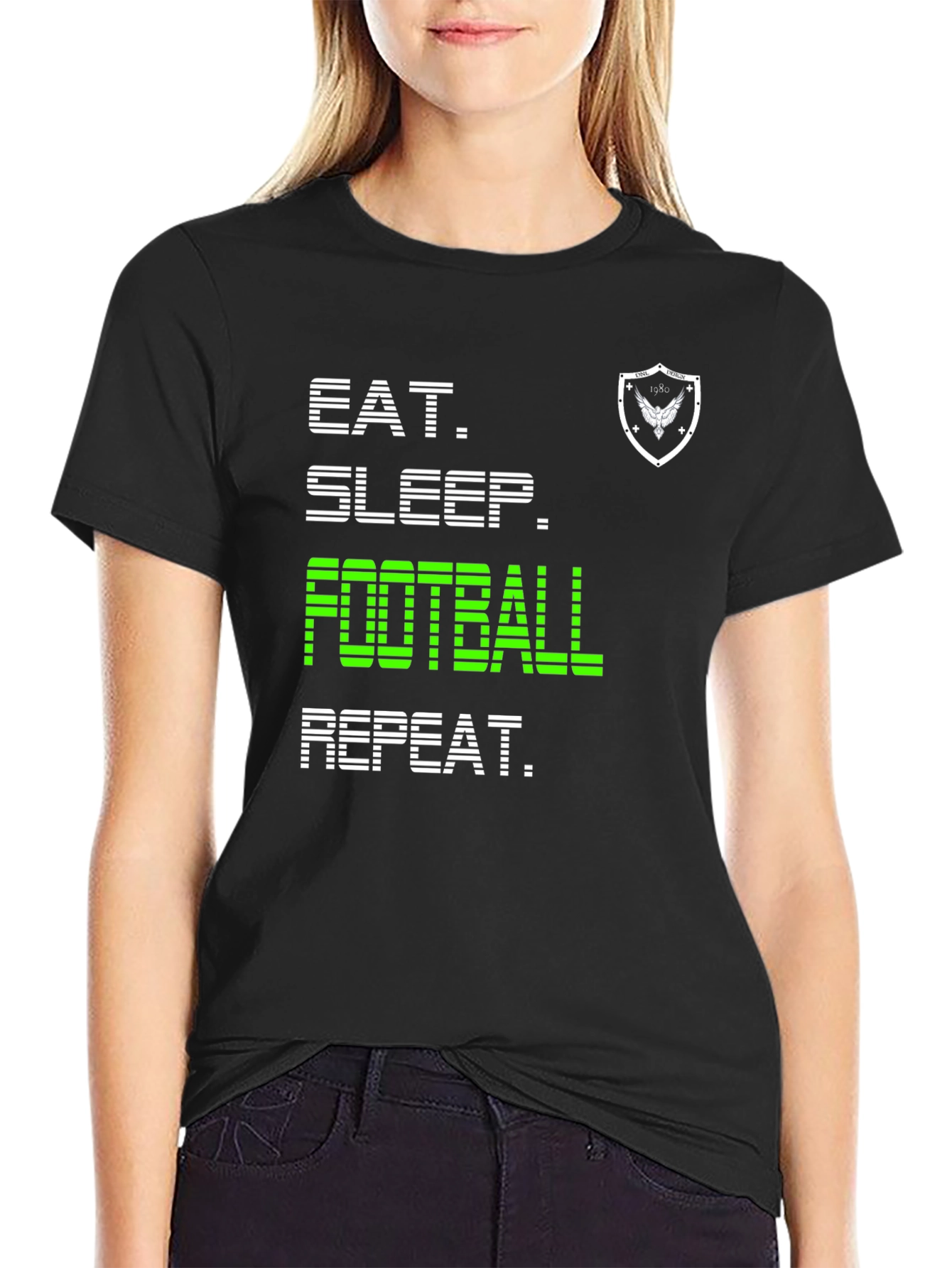 Eat Sleep Football Repeat Graphic T-Shirt