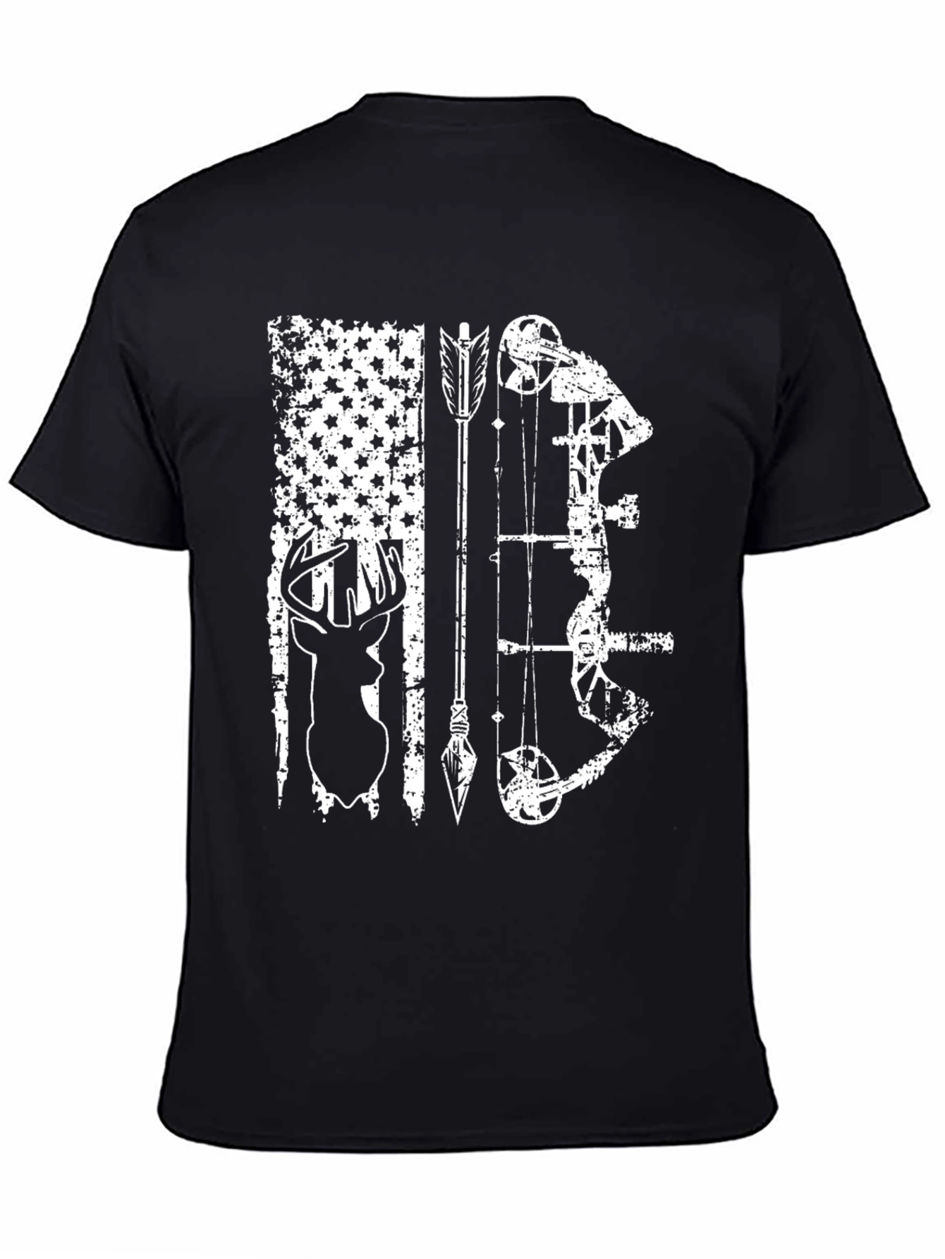 Hunting Bow Arrow Deer Black T-Shirt