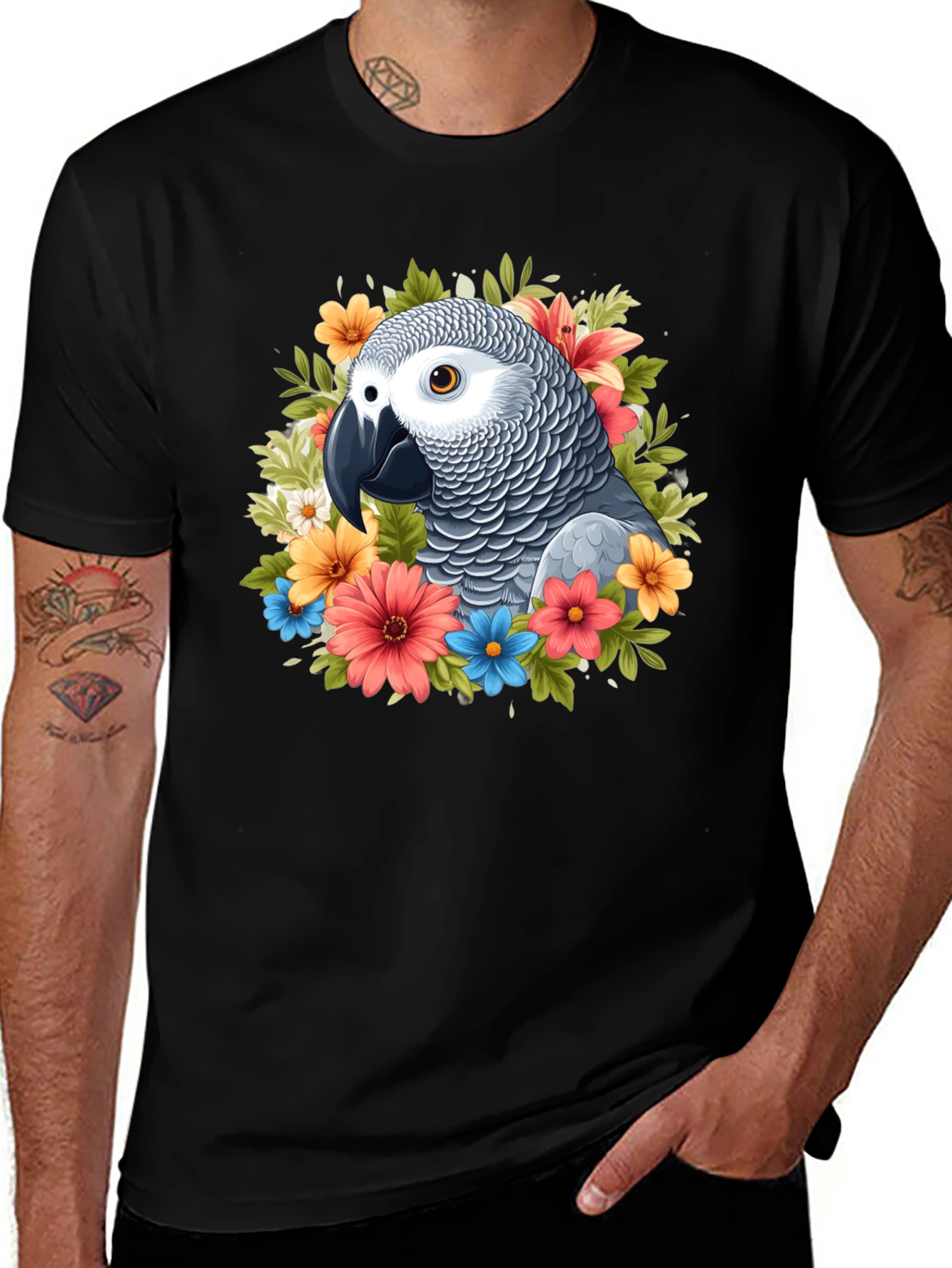 Parrot Floral T-Shirt - Graphic Tee