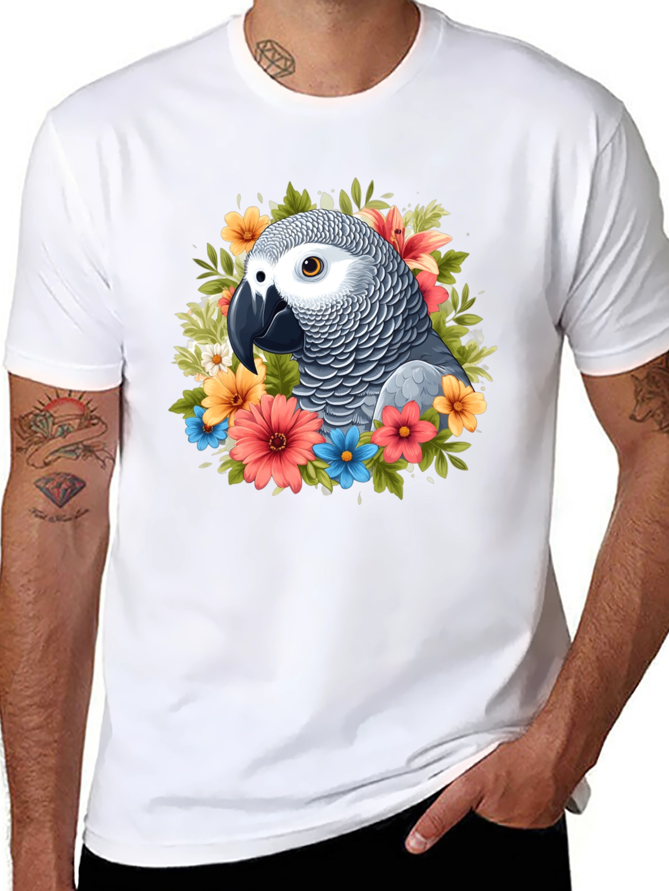 Parrot Floral T-Shirt - Graphic Tee