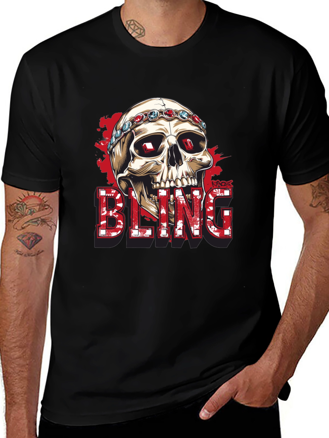 Skull Bling Graphic Tee - Mens Fashion
