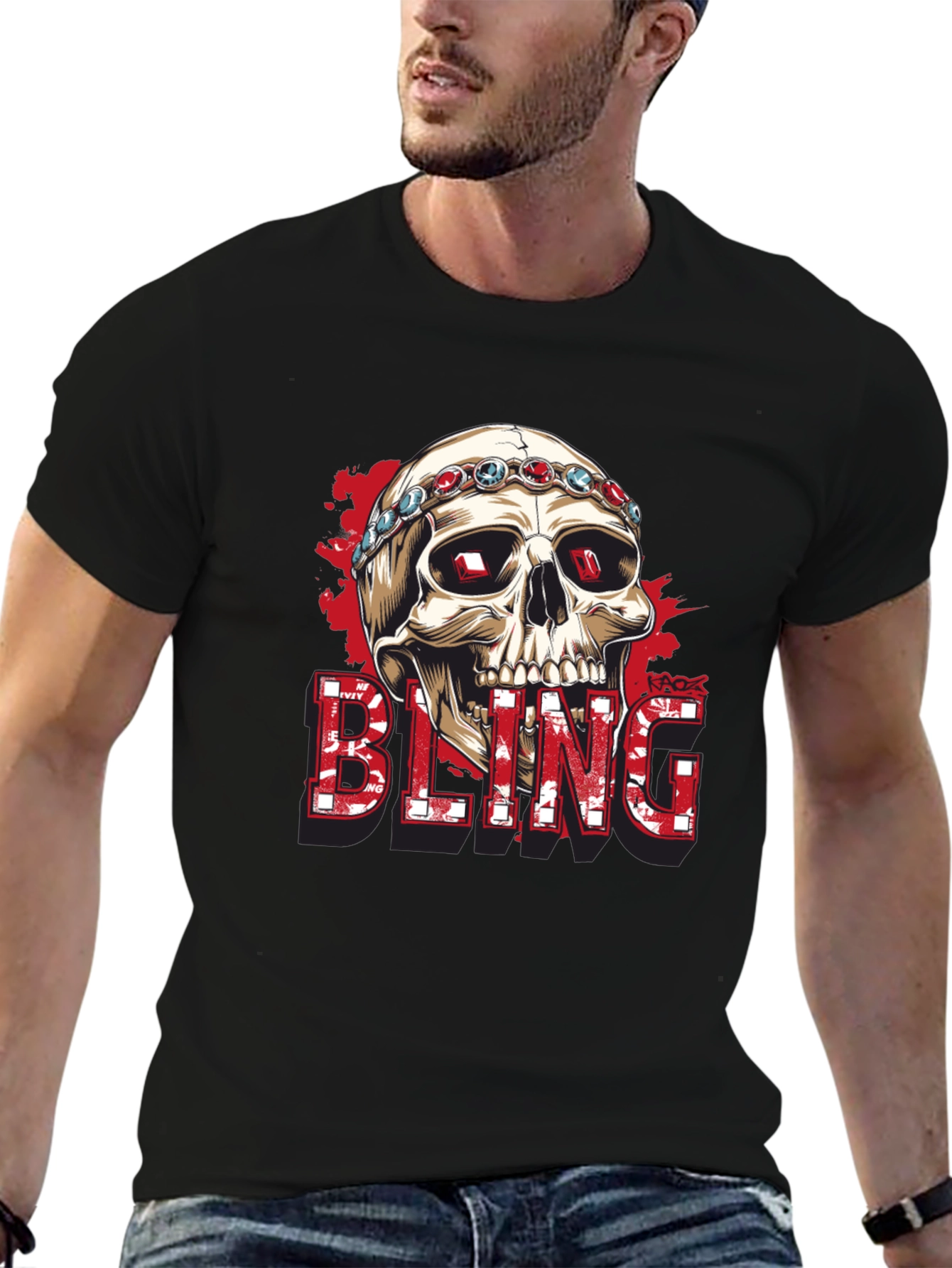 Skull Bling Graphic Tee - Mens Fashion
