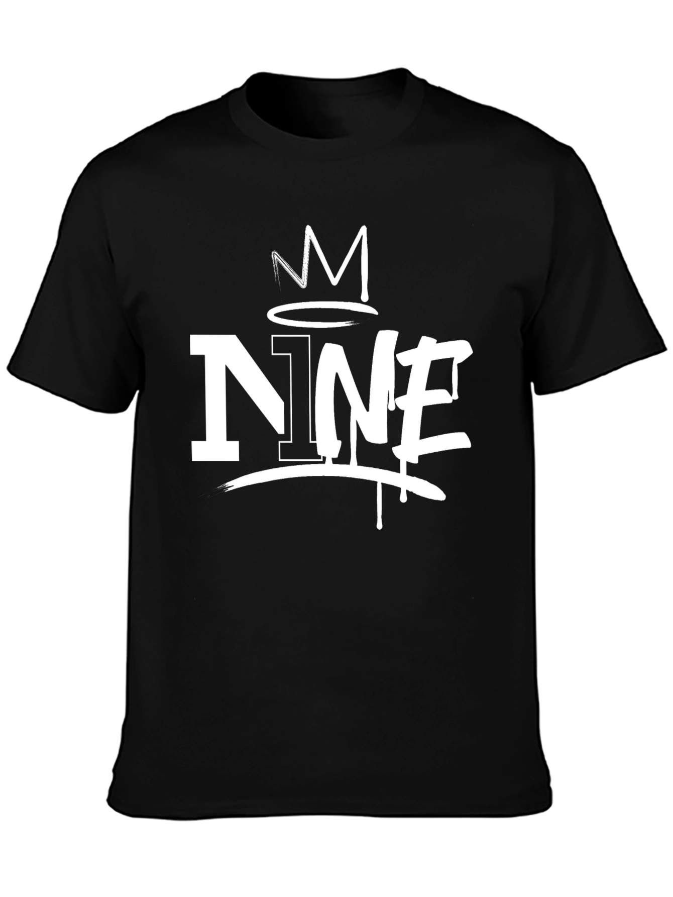 NINE Crown Graphic Print Black T-Shirt