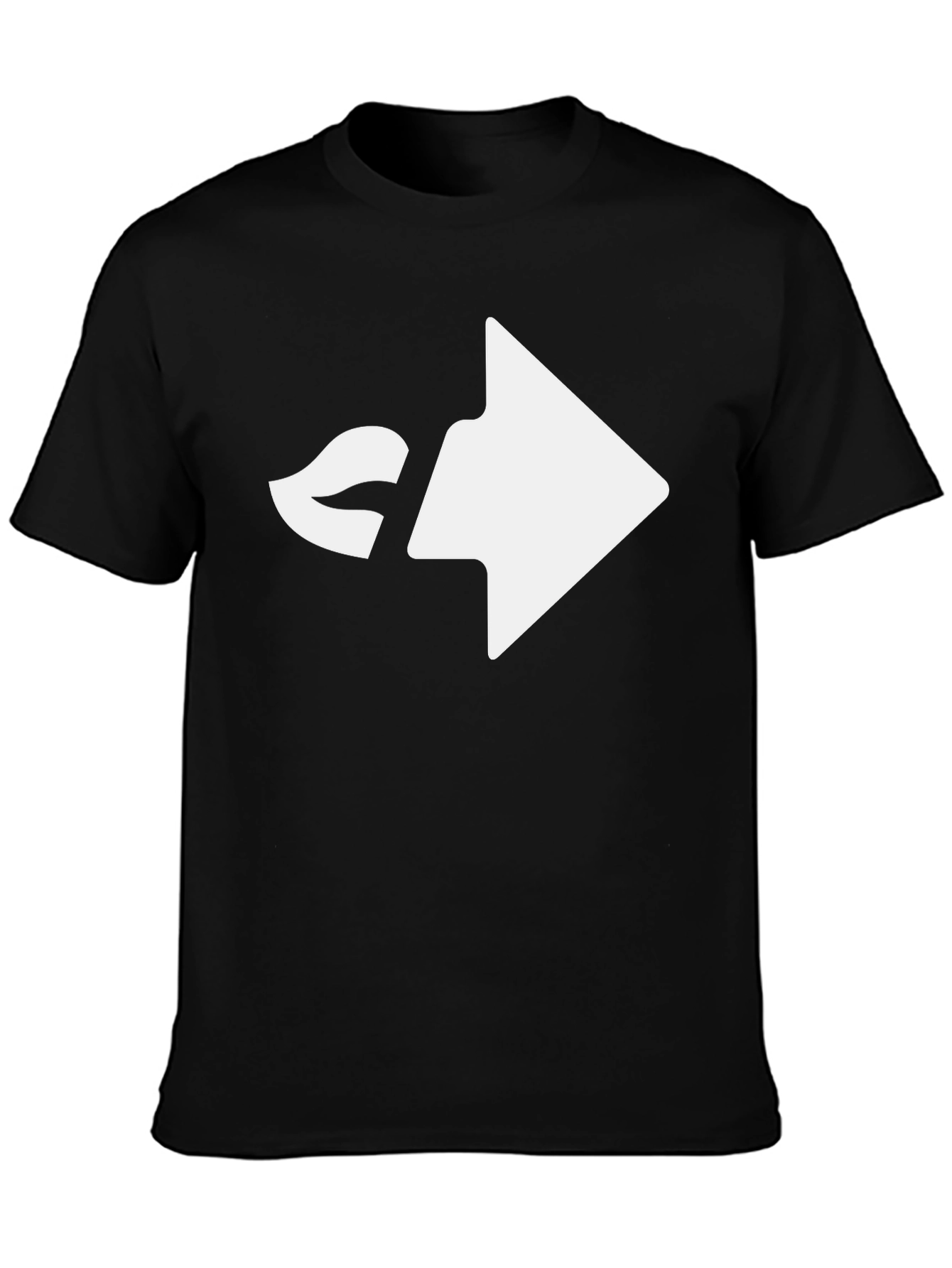 Modern Black T-Shirt with Playful Kiss Arrow Design