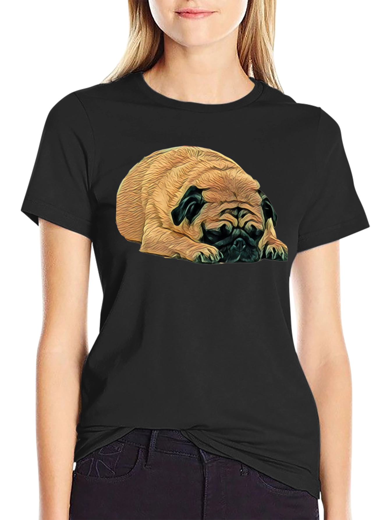 Pug Life Tee - Relaxed Dog Graphic Black T-Shirt