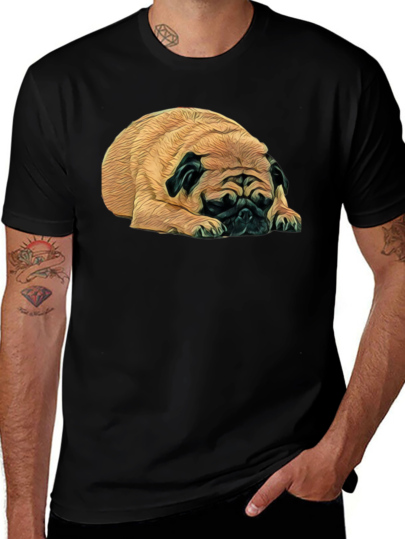 Pug Life Tee - Relaxed Dog Graphic Black T-Shirt