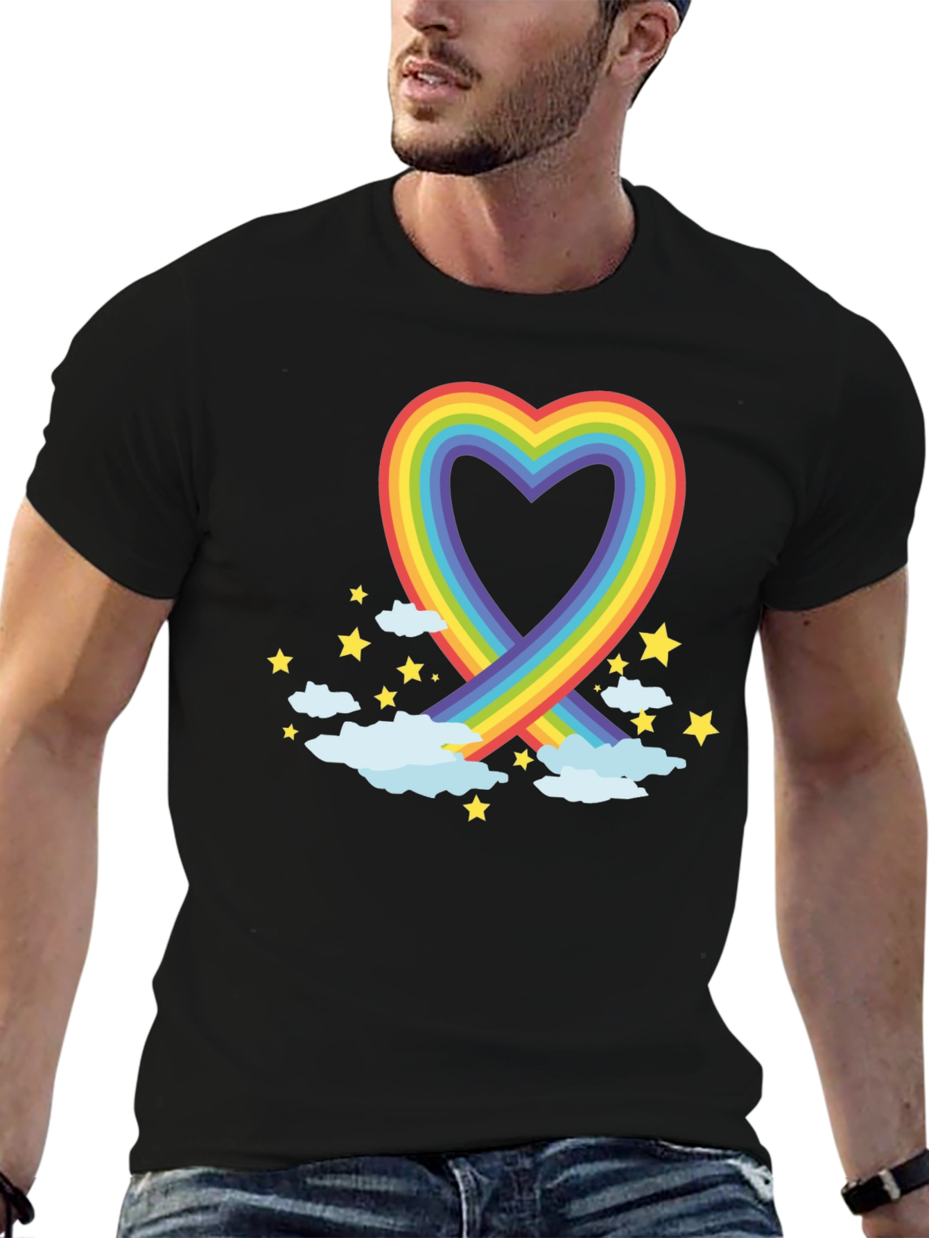 Rainbow Heart Graphic Tee - Soft Cotton Blend