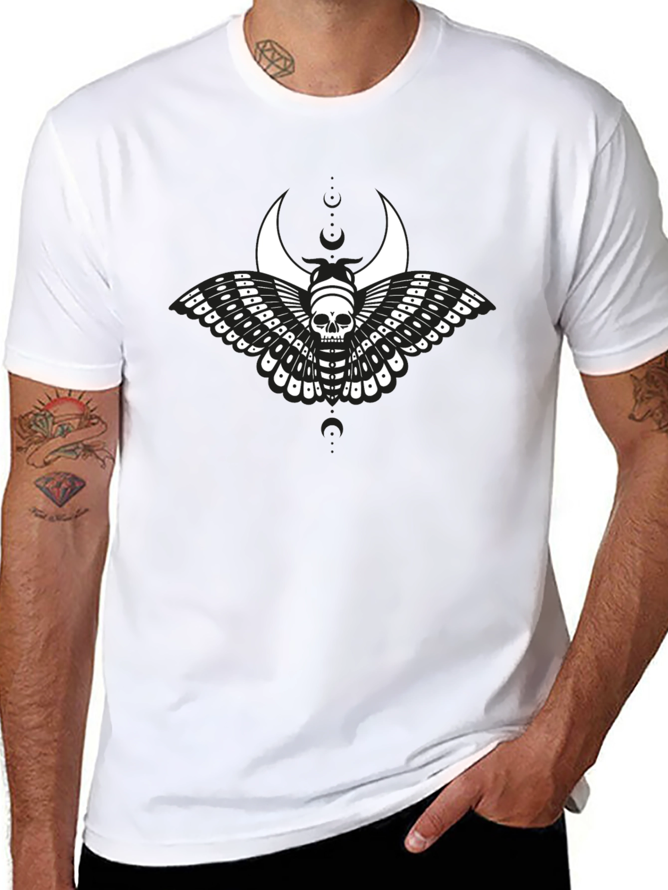 Skull Moth Graphic T-Shirt - Black Cotton Tee