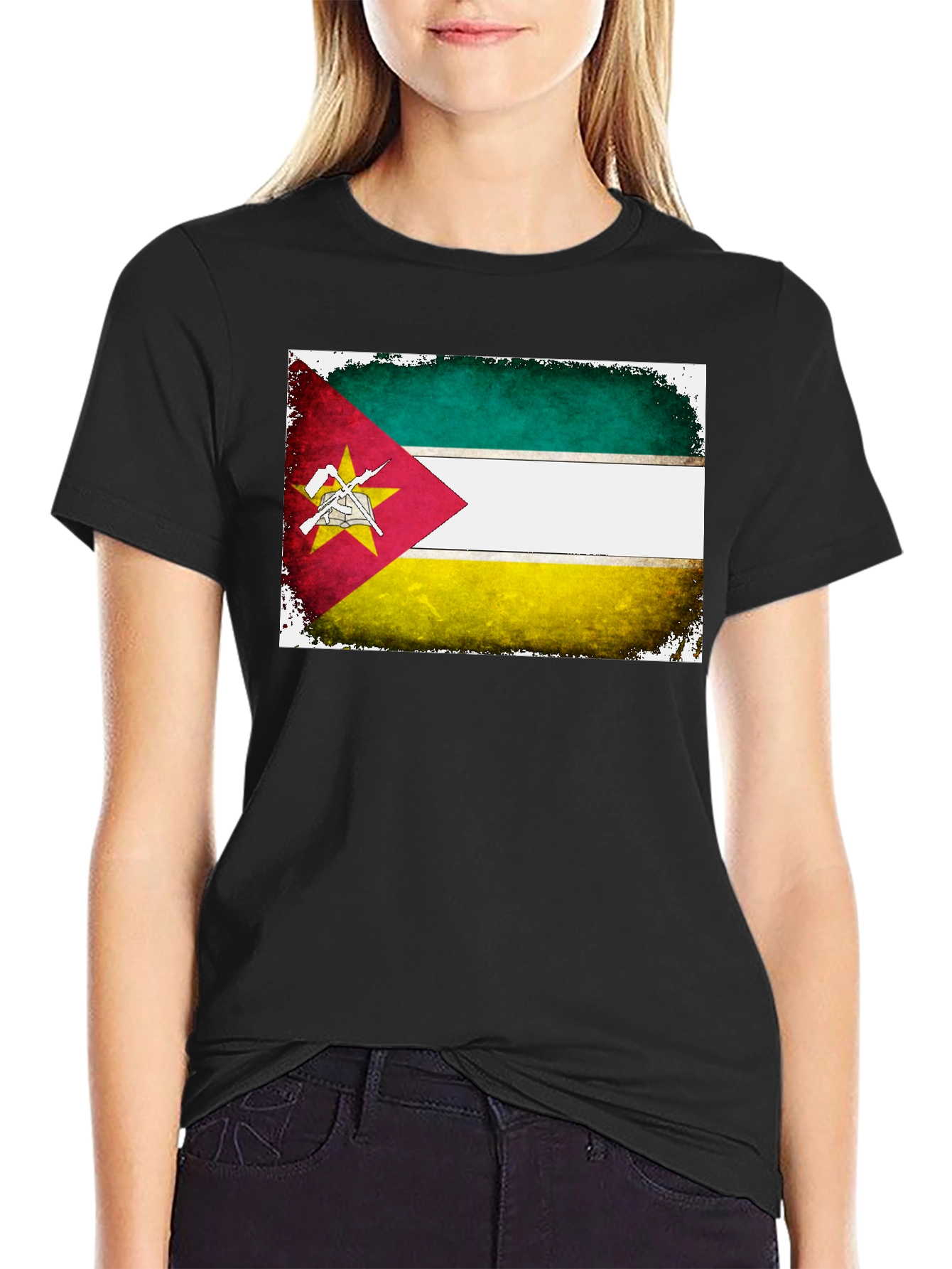 Mozambique Flag T-Shirt - Patriotic Grunge Tee