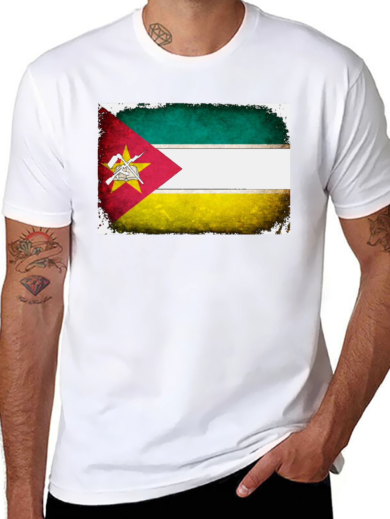 Mozambique Flag T-Shirt - Patriotic Grunge Tee